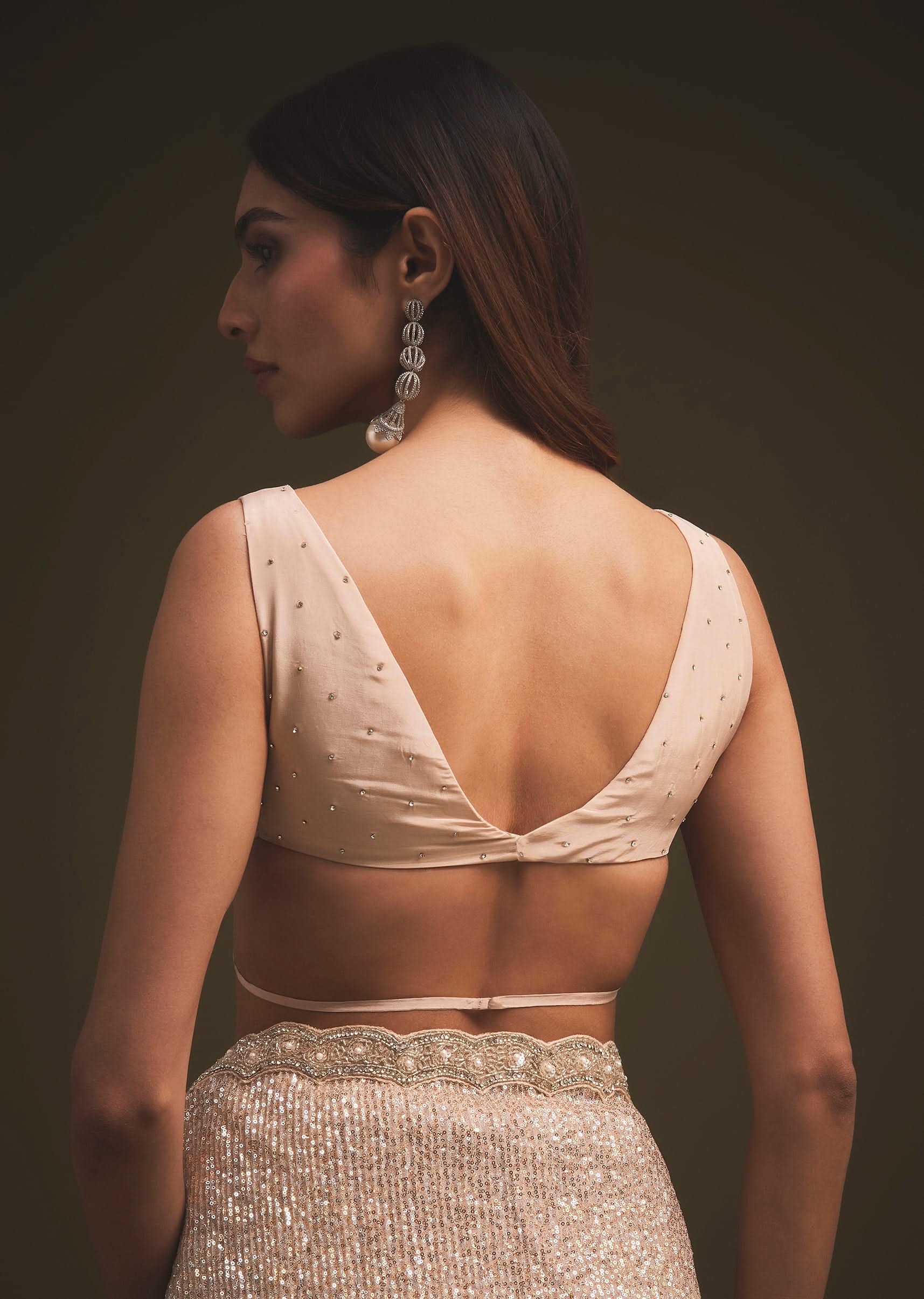 Gold Sequins Saree With An Embellished Border - Image 8