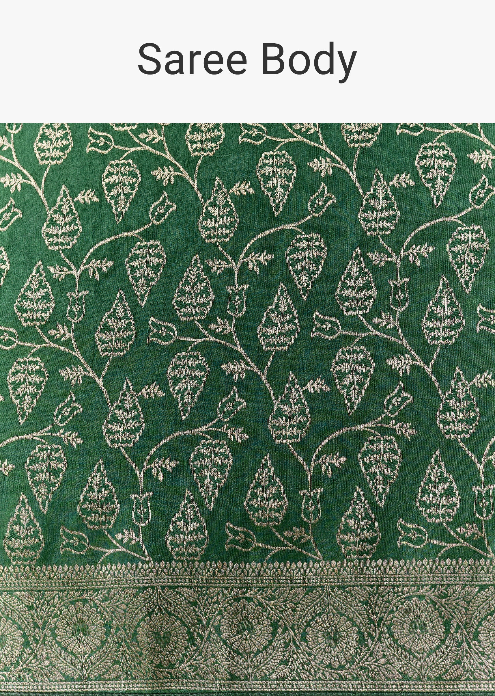 Green Dola Silk Woven Saree with Blouse Fabric - Image 9