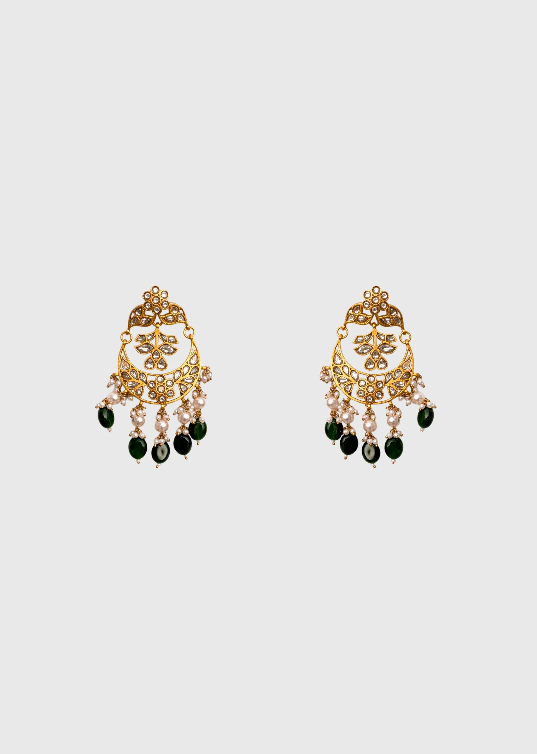 Green Kundan Drop Earrings - Image 2