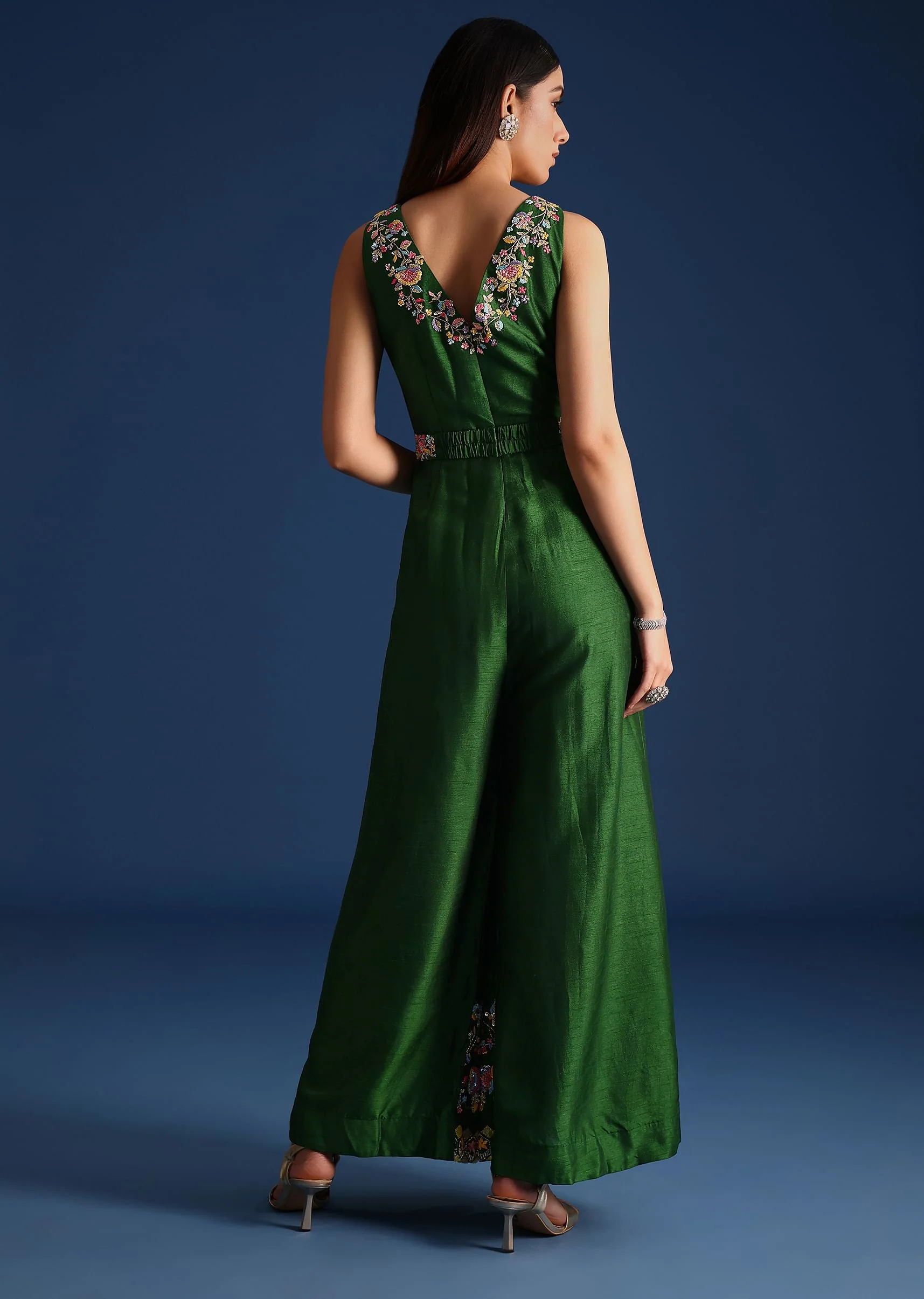 Green Resham Work Jumpsuit - Image 5