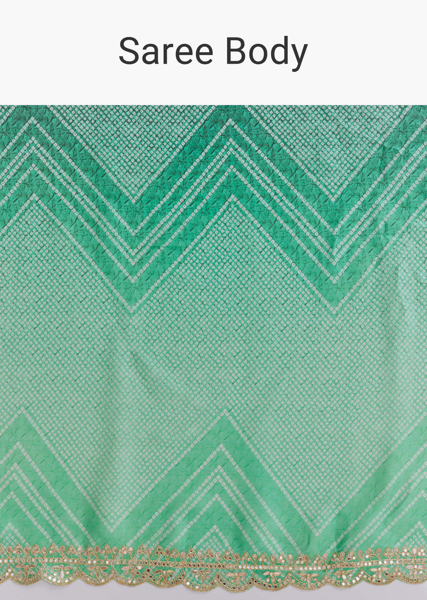 Green Satin Ombre Saree With Gota Patti Embroidery - Image 8