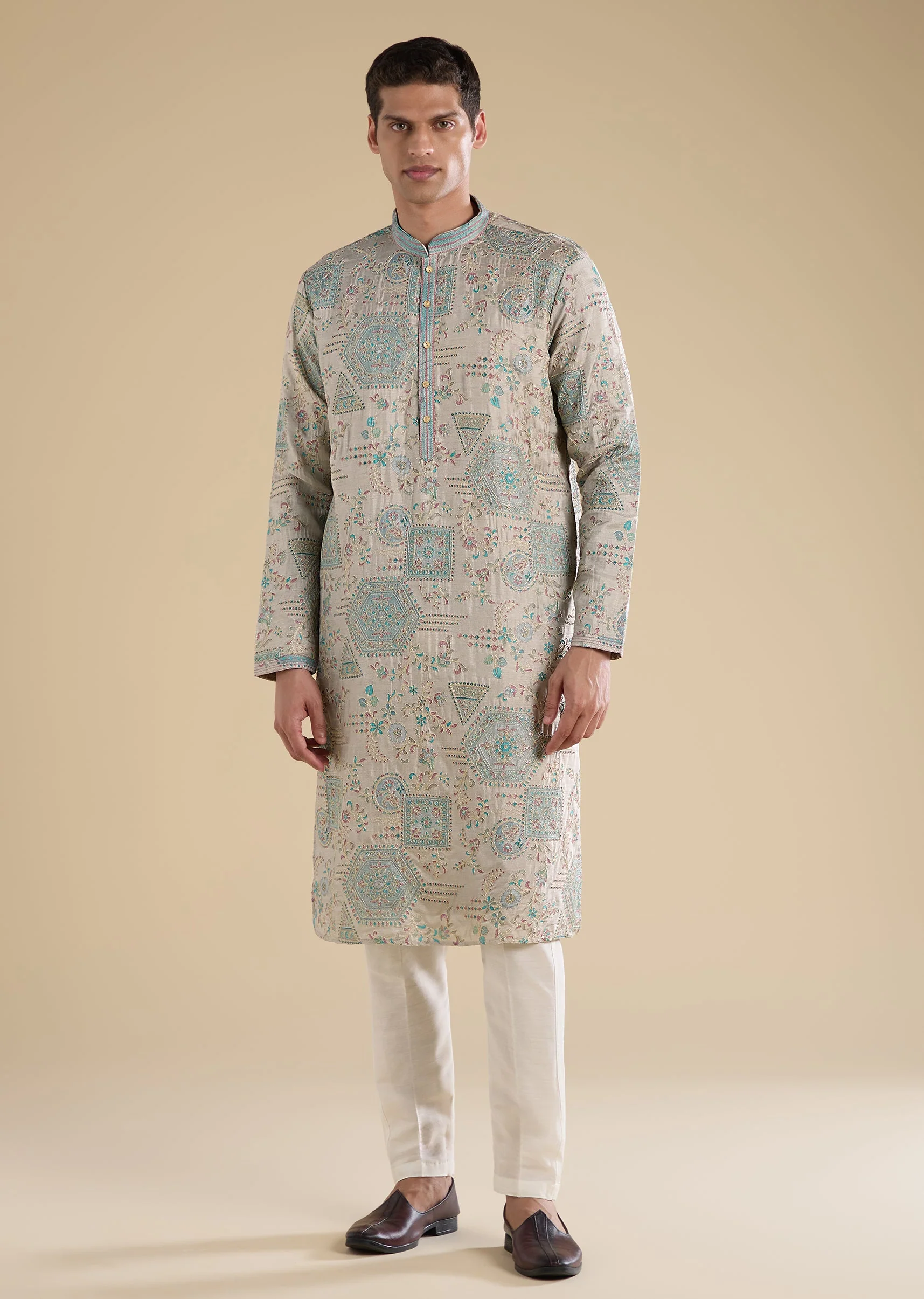 Grey Minimal Kurta Set - Image 2
