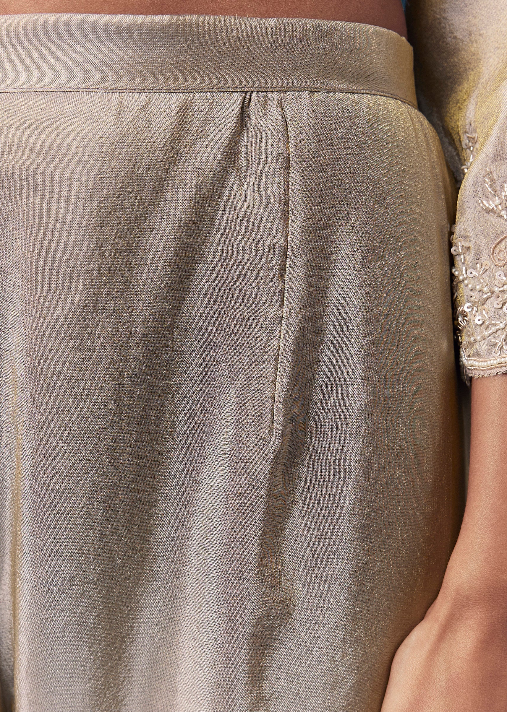 Grey Sequin Embellished Tissue Anarkali Set - Image 6