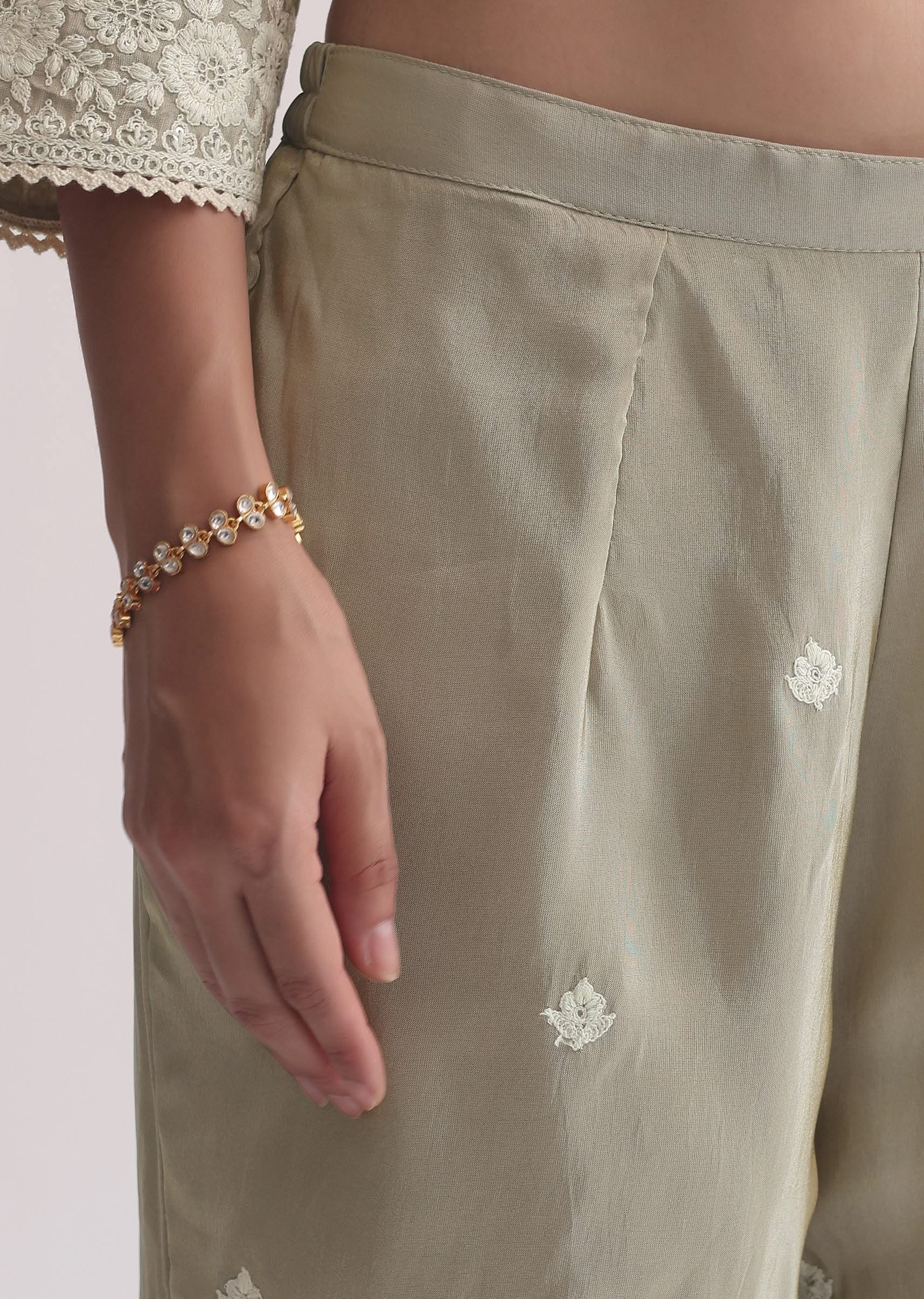 Grey Sequin Embroidered Sharara Set - Image 3