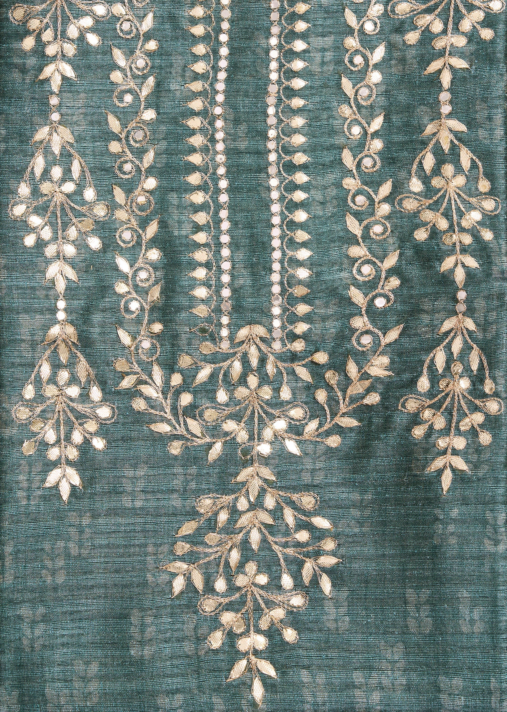 Greyish Blue Tussar Unstitched Suit With Dupatta - Image 2