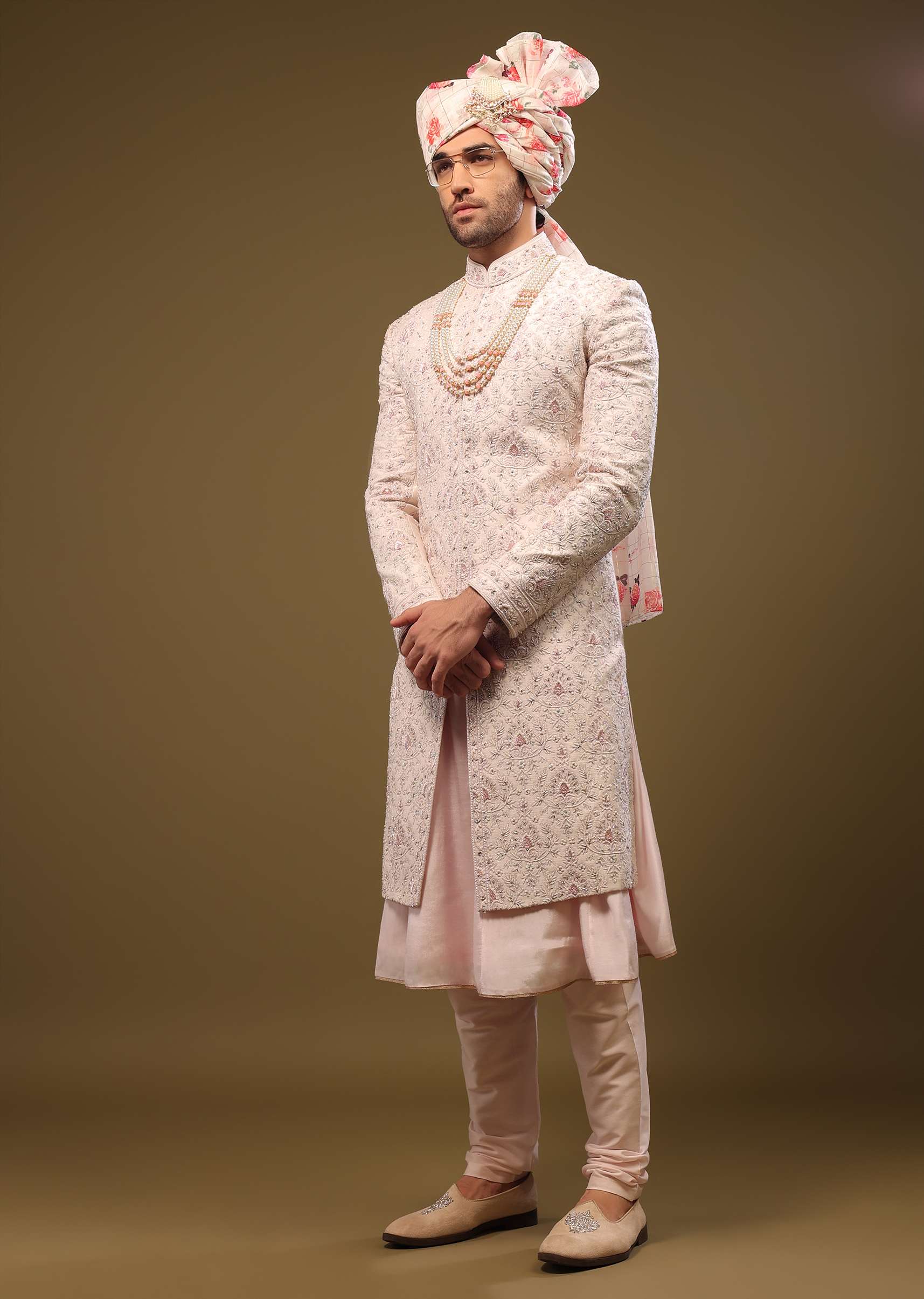 Candy Pink Silk Sherwani Set In Cutdana And Sequin Embroidery With Threadwork - Image 3