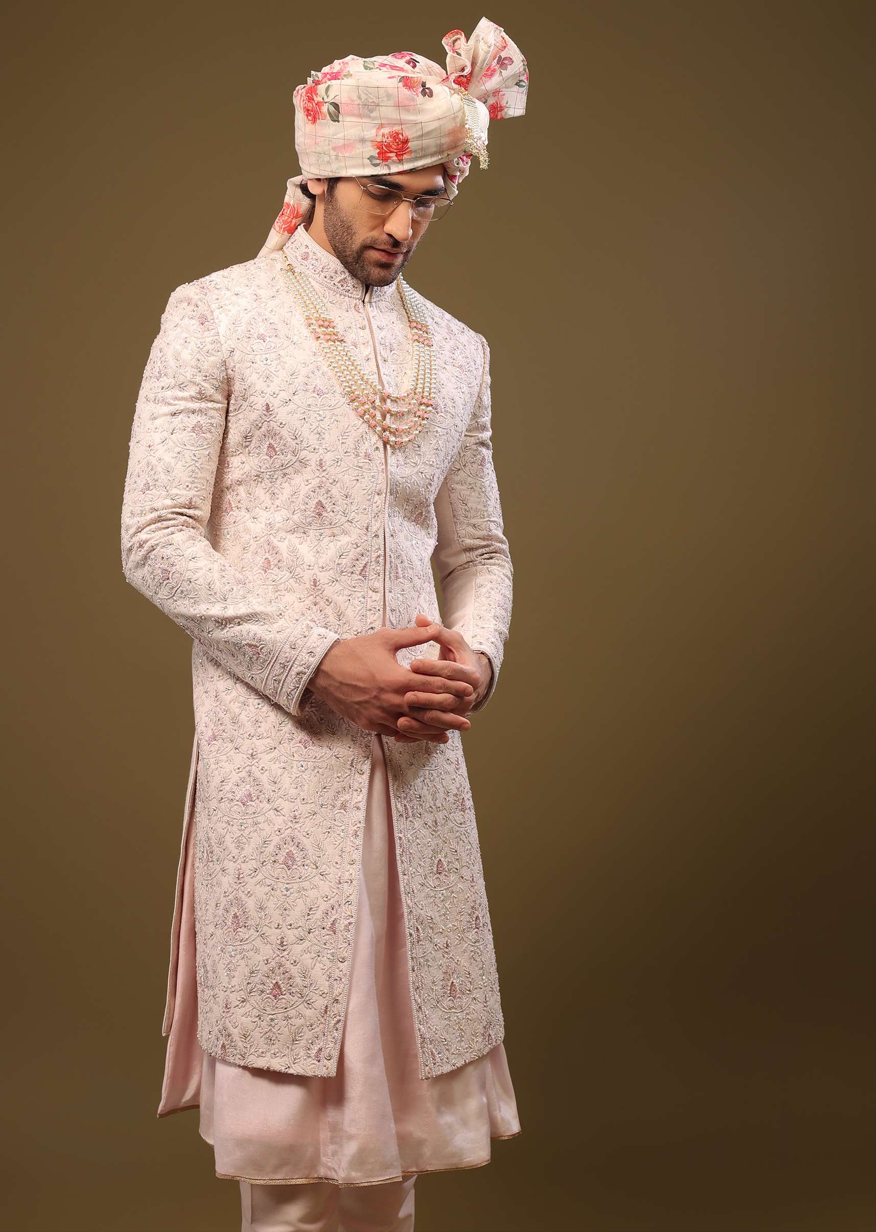 Candy Pink Silk Sherwani Set In Cutdana And Sequin Embroidery With Threadwork - Image 4