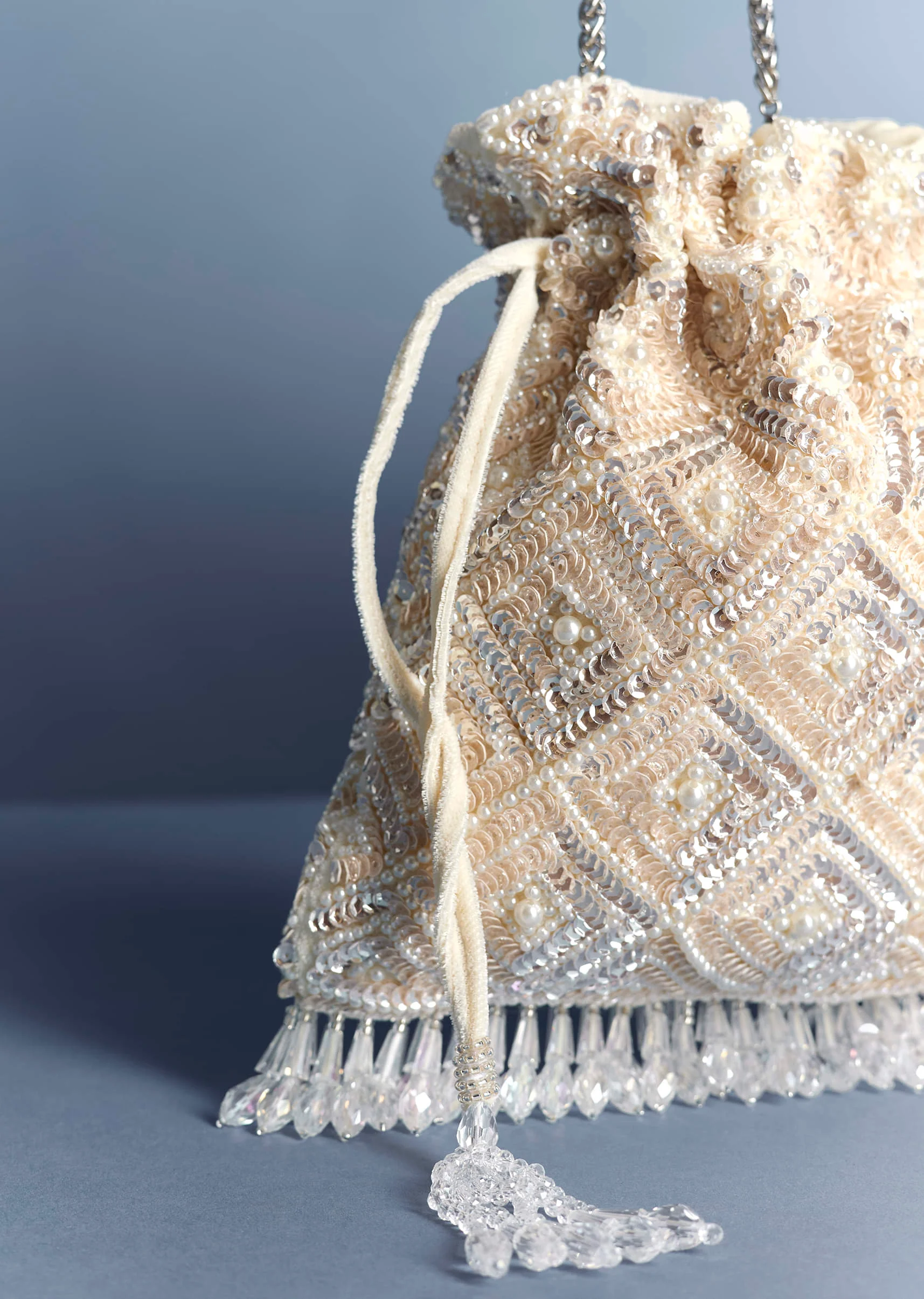 Ivory Crystal Fringe Potli - Image 2