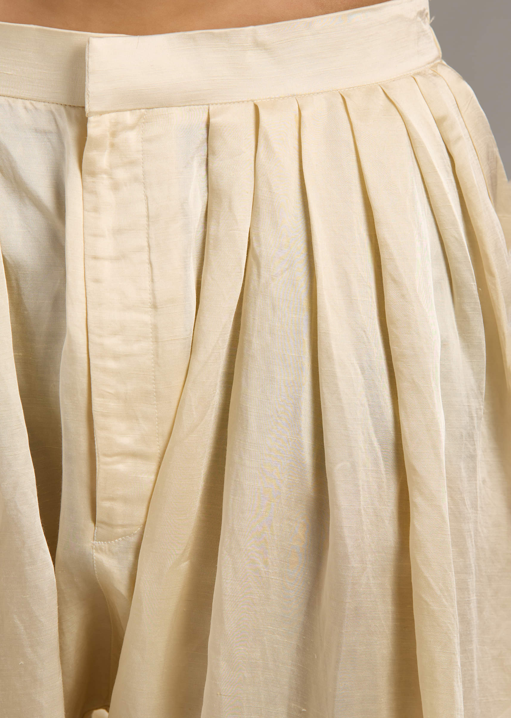 Ivory Linen Satin Kurta Set For Men With Dori Work - Image 6