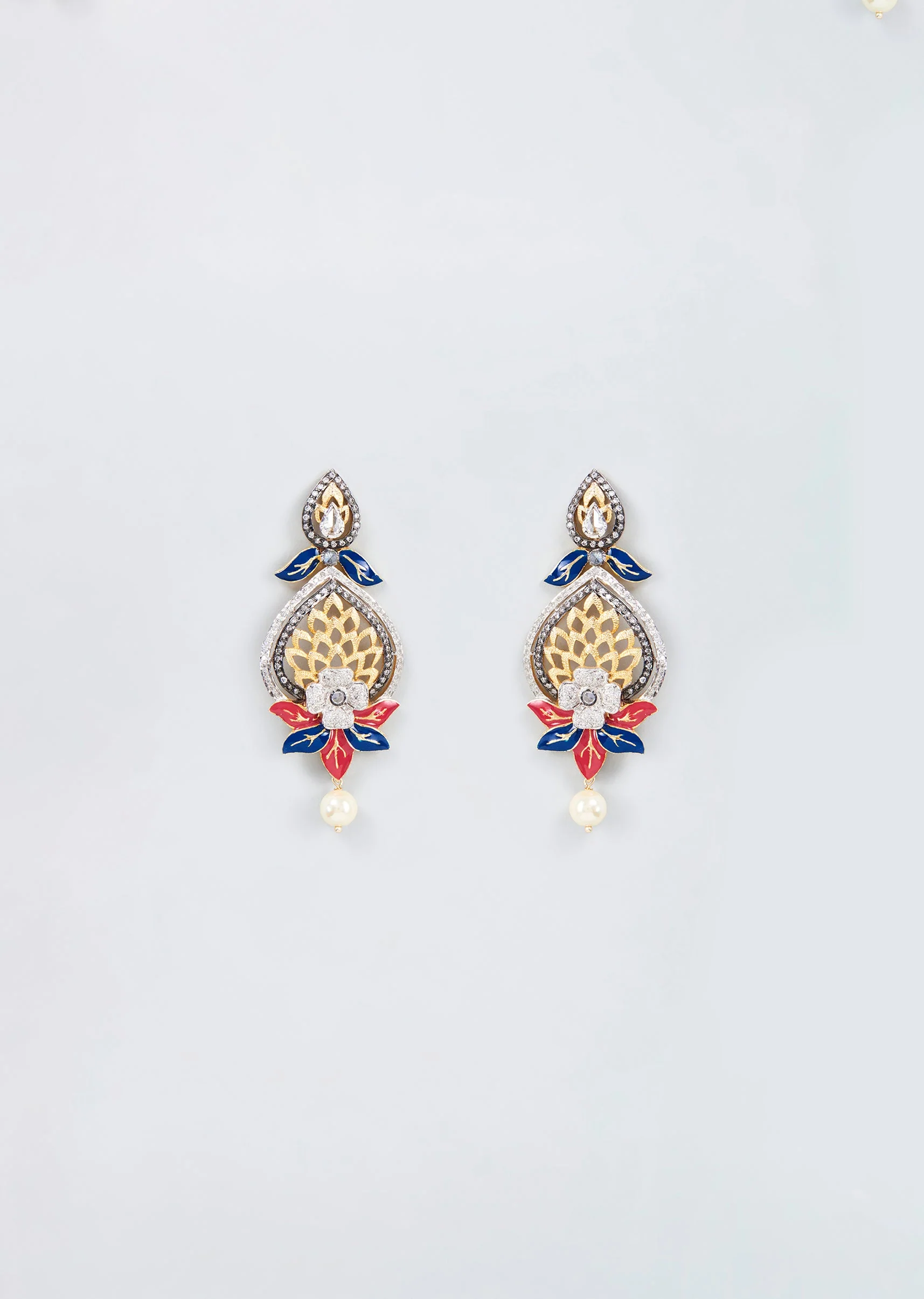 Kundan Polki Dangler Earrings With Pearls