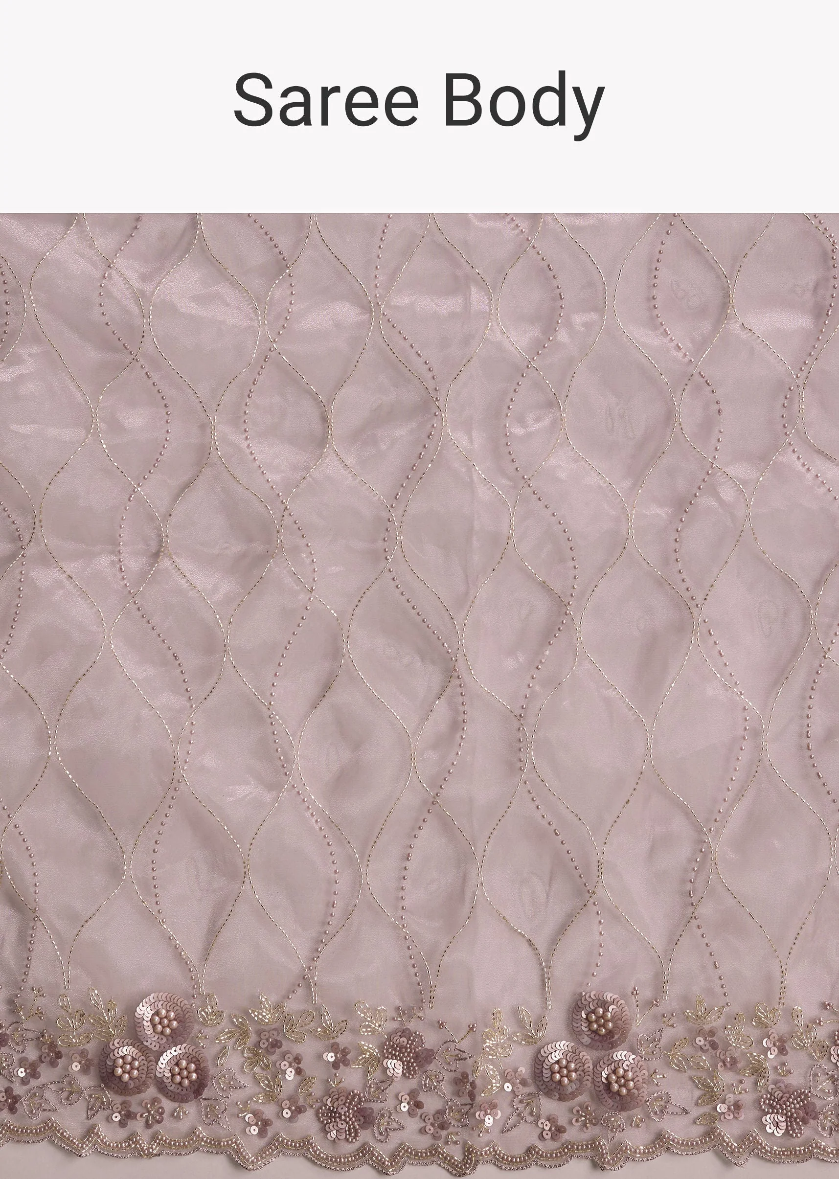 Lavender Tissue Saree With Floral Jaal - Image 9
