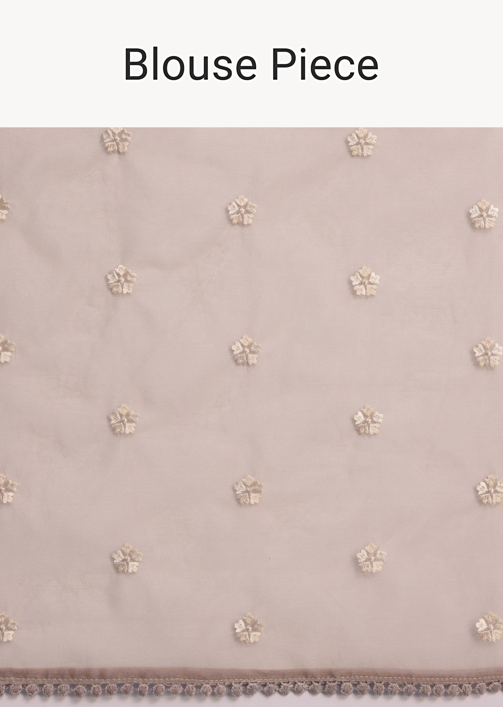Light Brown Organza Resham Thread Embroidered Saree - Image 10