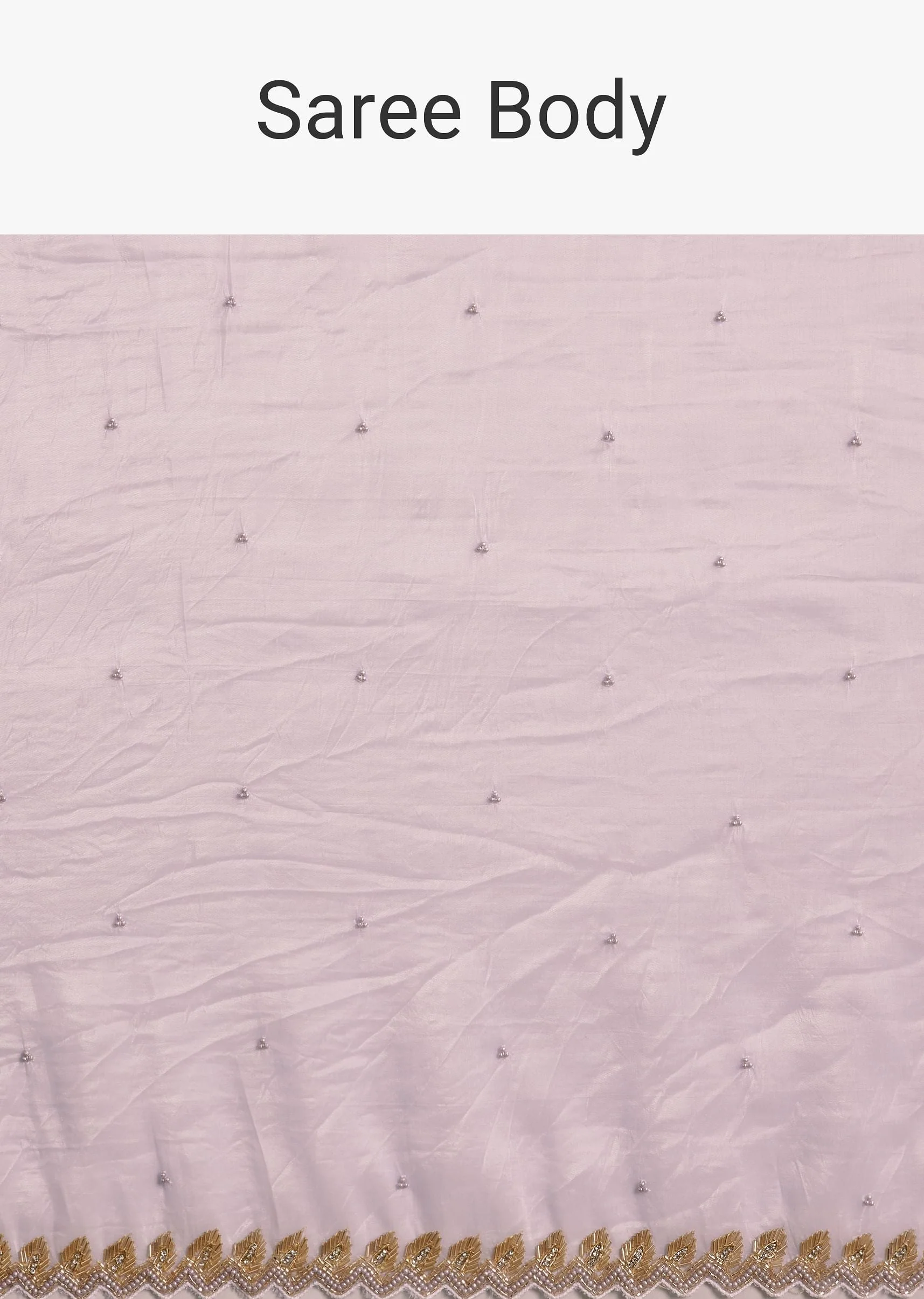 Light Lavender Tissue Saree With Cutdana Beads Embroidery And Scallop Border - Image 9