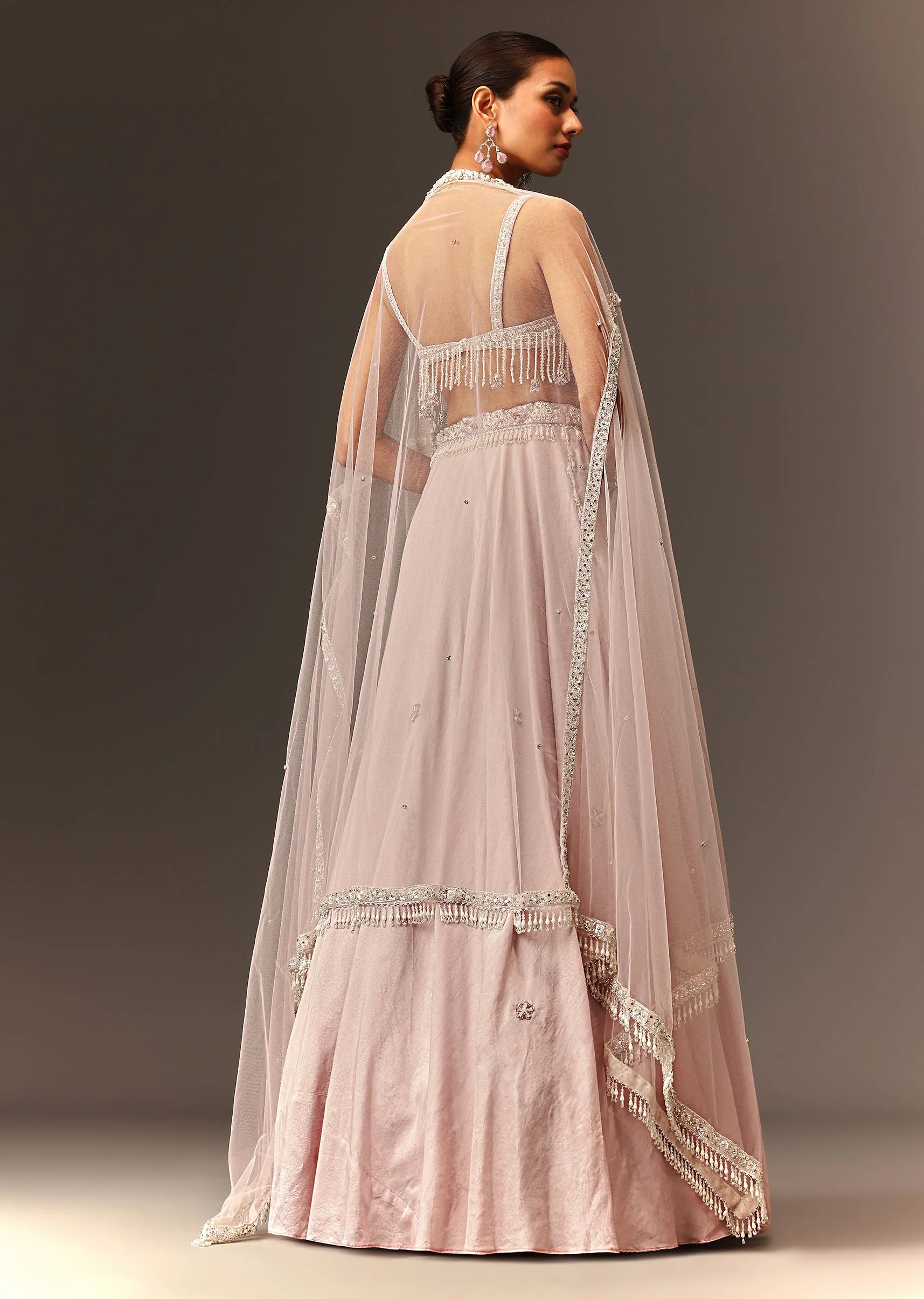 Lilac Lehenga And Stone Embellished Blouse With Dupatta - Image 5