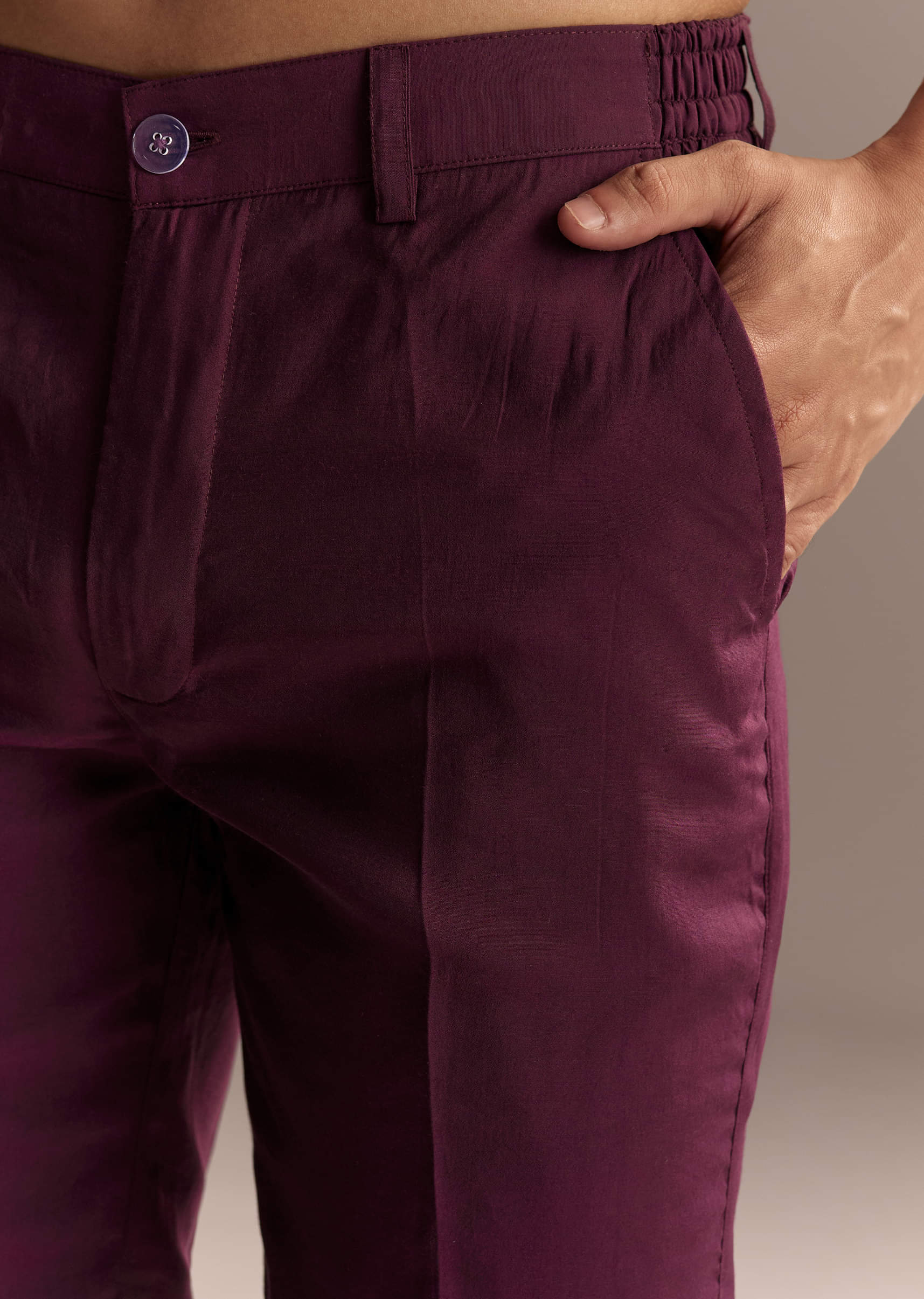 Magenta Kurta Set For Men With Thread Embroidery - Image 6