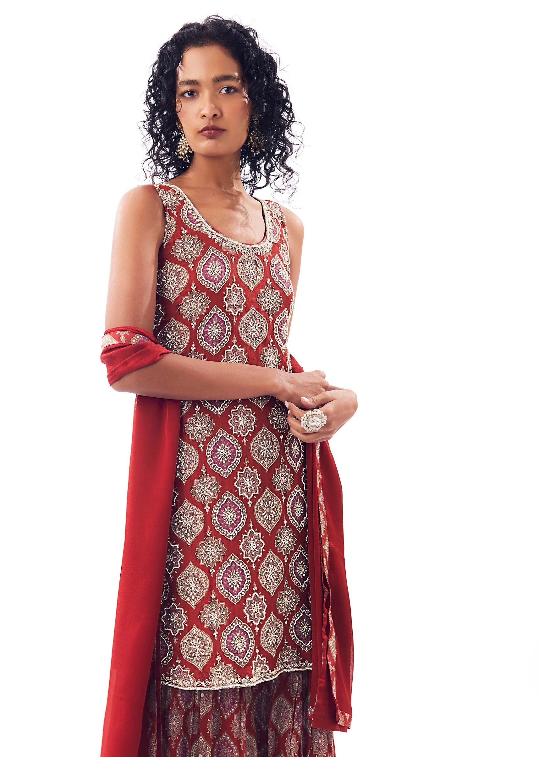 Maroon Printed Sharara Suit - Image 4