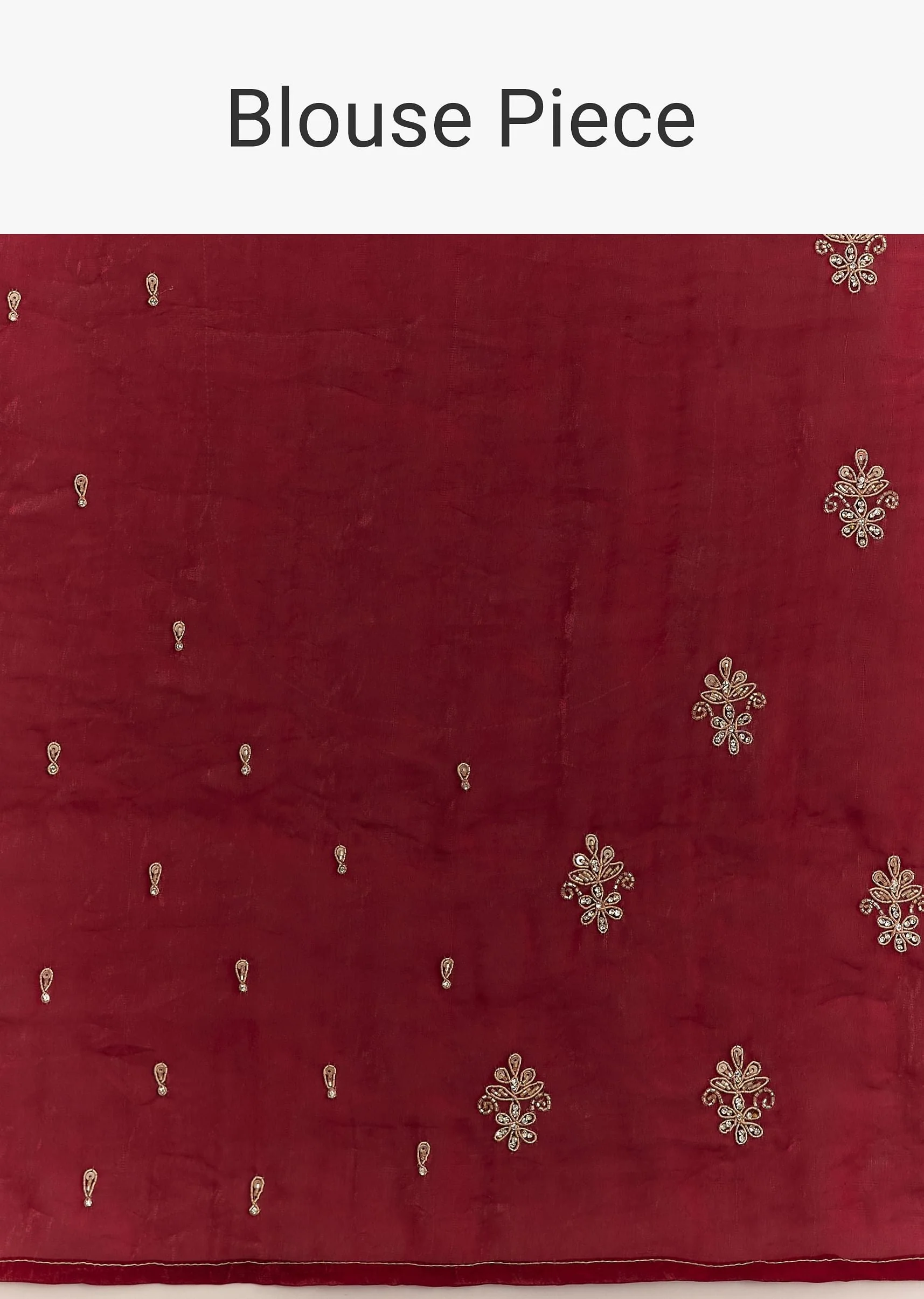 Maroon Satin Embroidered Saree With Scallop Border - Image 10