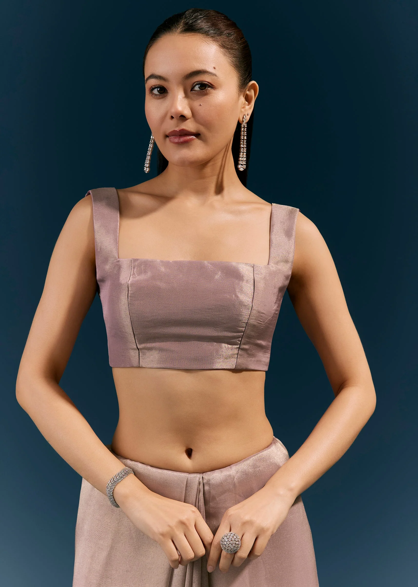 Mauve Tissue Saree With Heavy Floral Cutwork Border And Hand Embroidery - Image 7