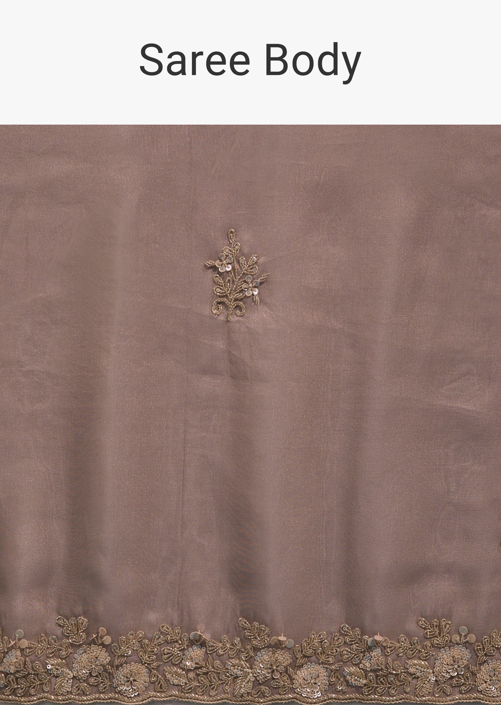 Mauve Tissue Saree With Heavy Floral Cutwork Border And Hand Embroidery - Image 9