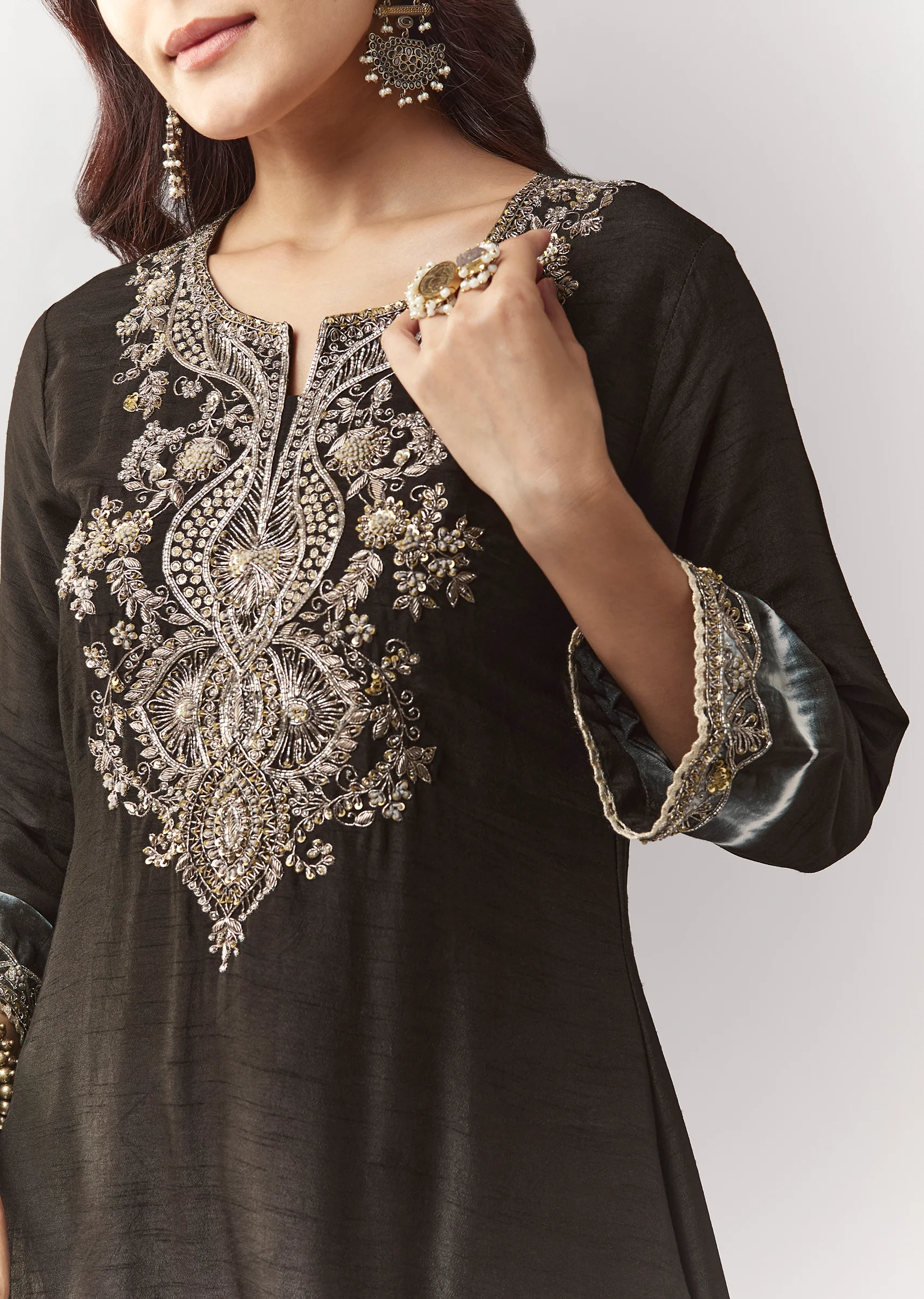 Midnight Black Duo — Coord Set For Her And Kurta Set For Him - Image 2