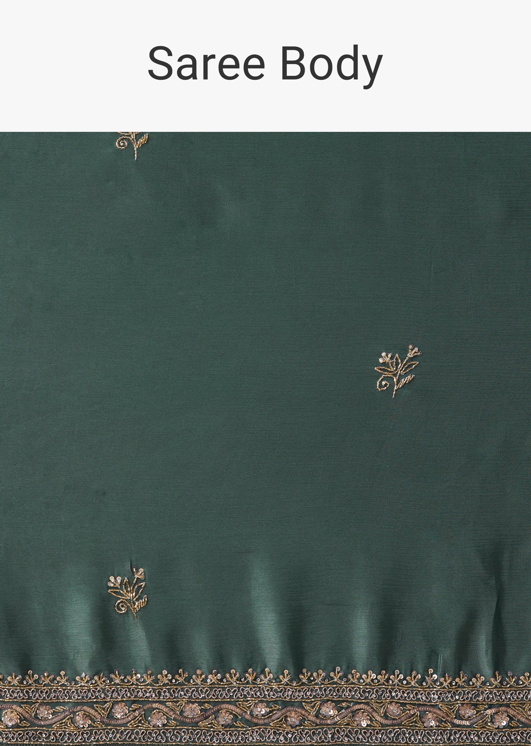 Mint Green Chinon Embroidered Saree with Unstitched Blouse - Image 9