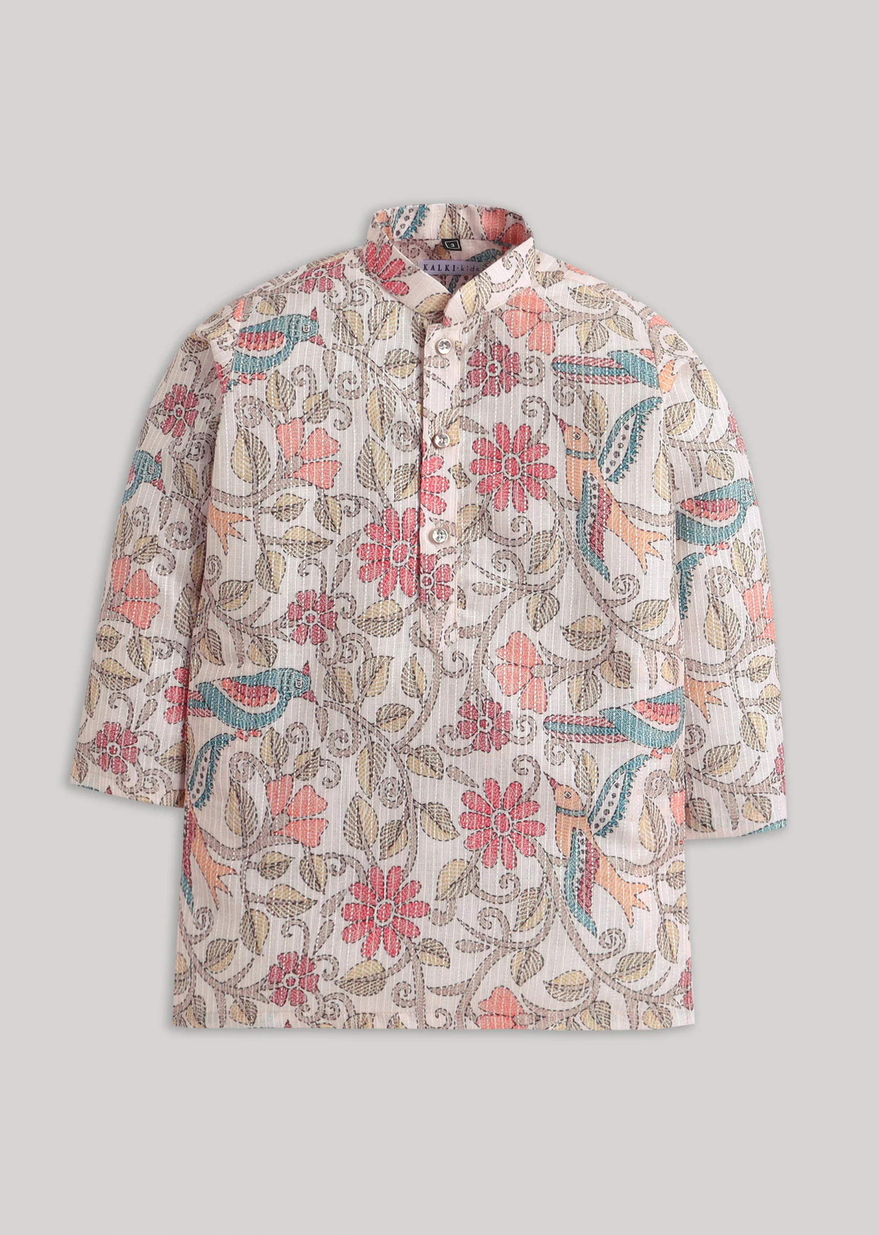 Multi Floral Kids Kurta Set - Image 2