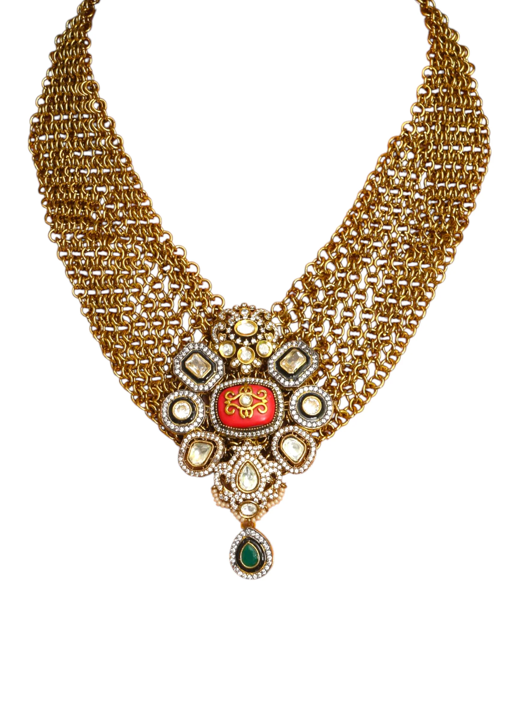Multi Fusion Stone Pendant Statement Necklace - Image 2