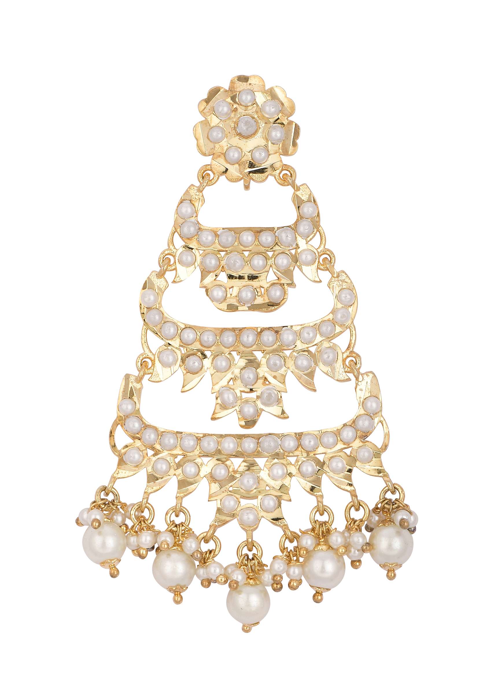 Multi Kundan Choker Set With Tiered Danglers - Image 8