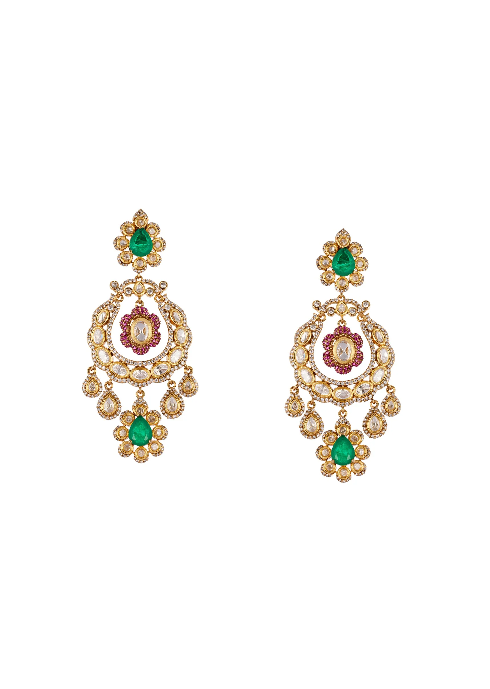 Multi Red Jewellery Set In Kundan Polki - Image 4