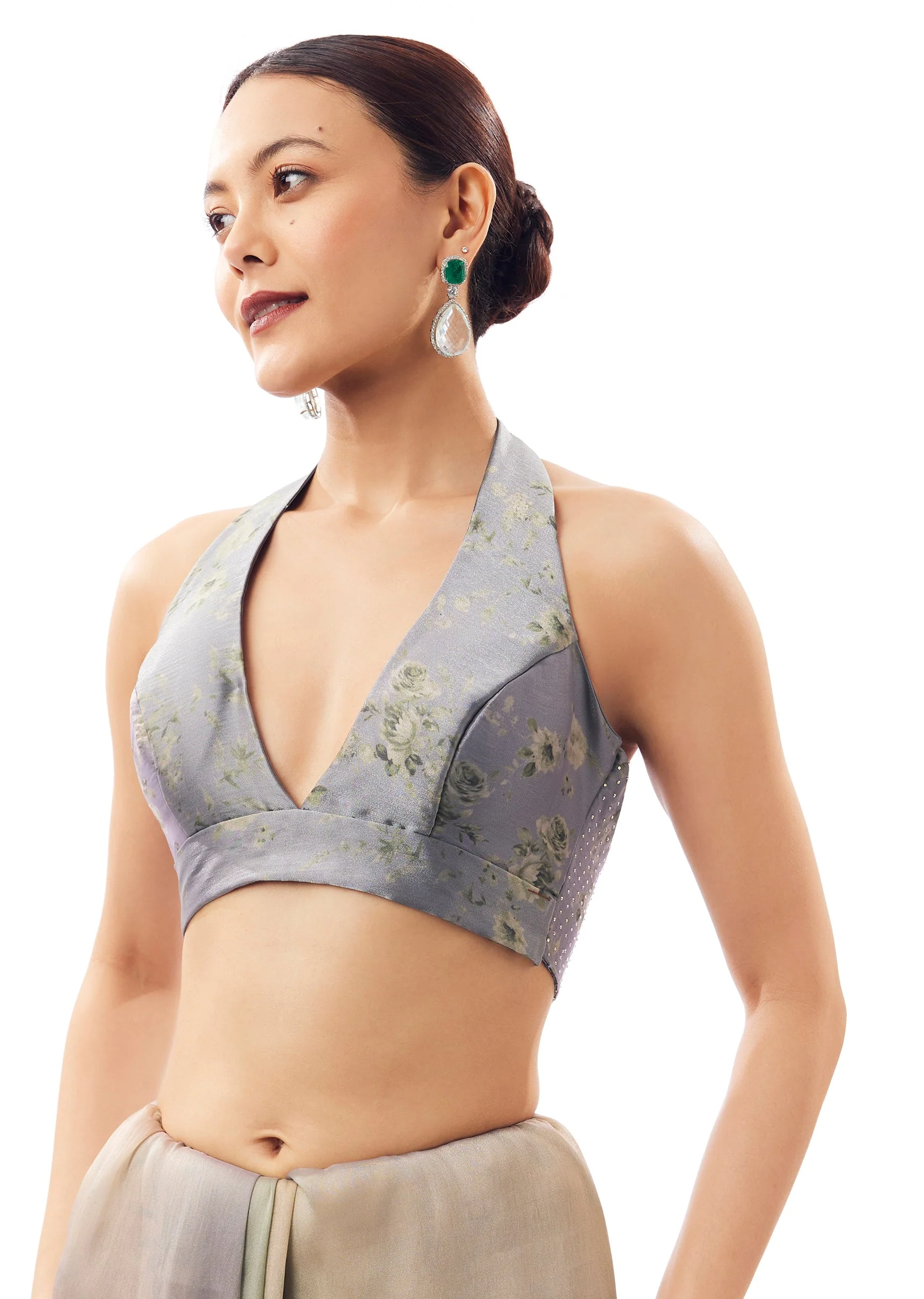 Multi Tissue Organza Stone Embellished Saree - Image 7