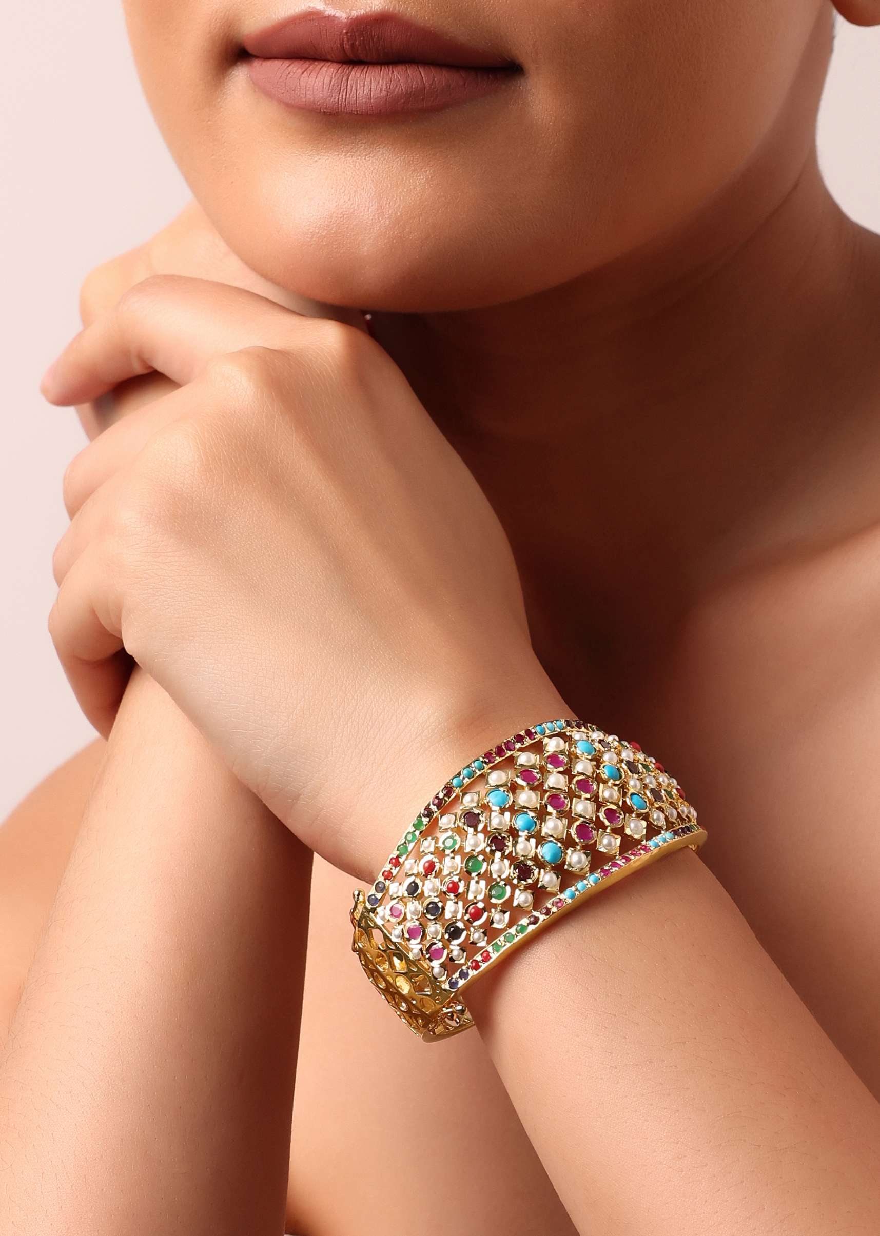Multicolor Bangle With Embedded Kundan