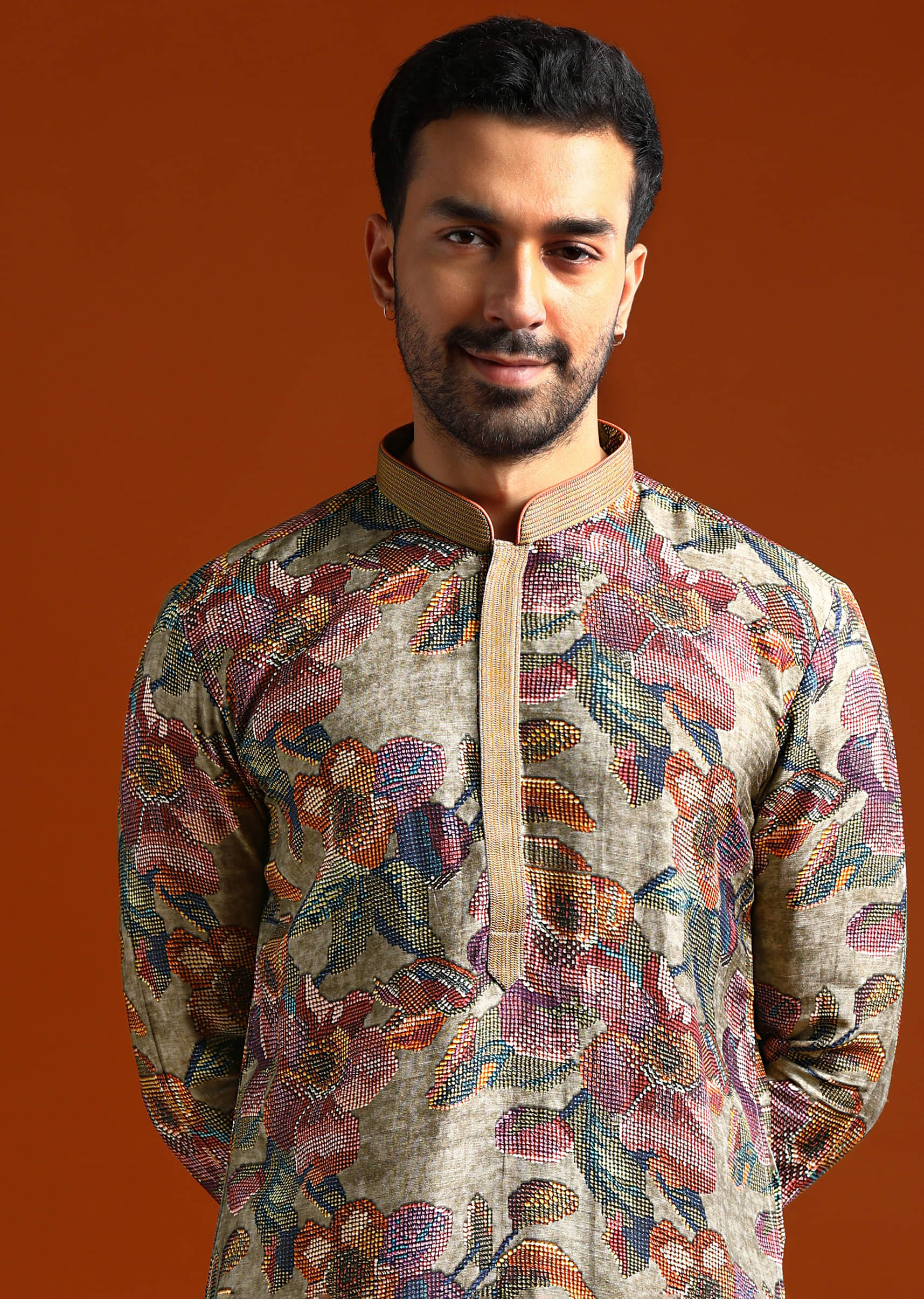 Multicolour Kurta Set For Men With Digital Print - Image 2