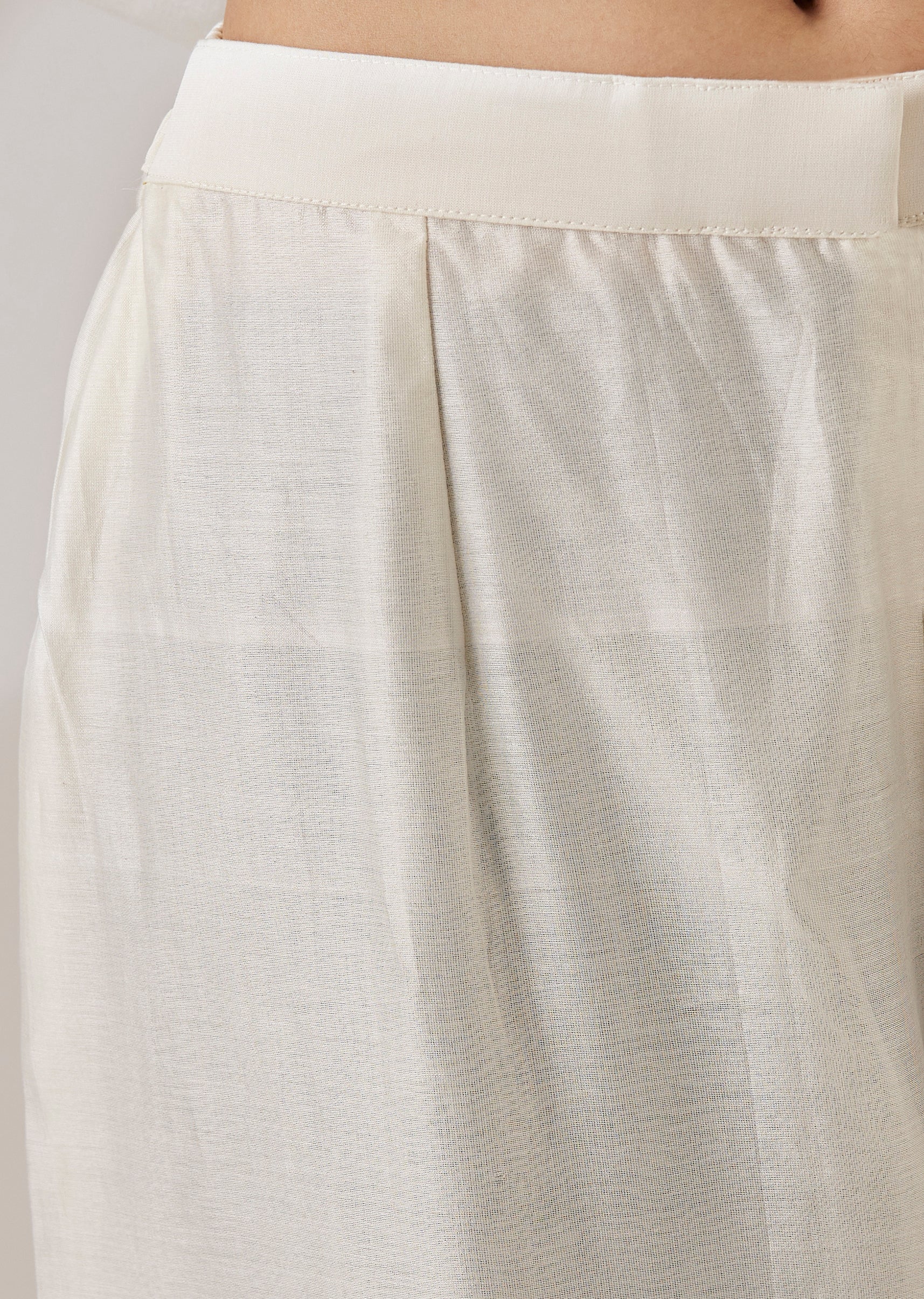 Off White Chanderi Palazo Suit With Embroidered Dupatta - Image 7