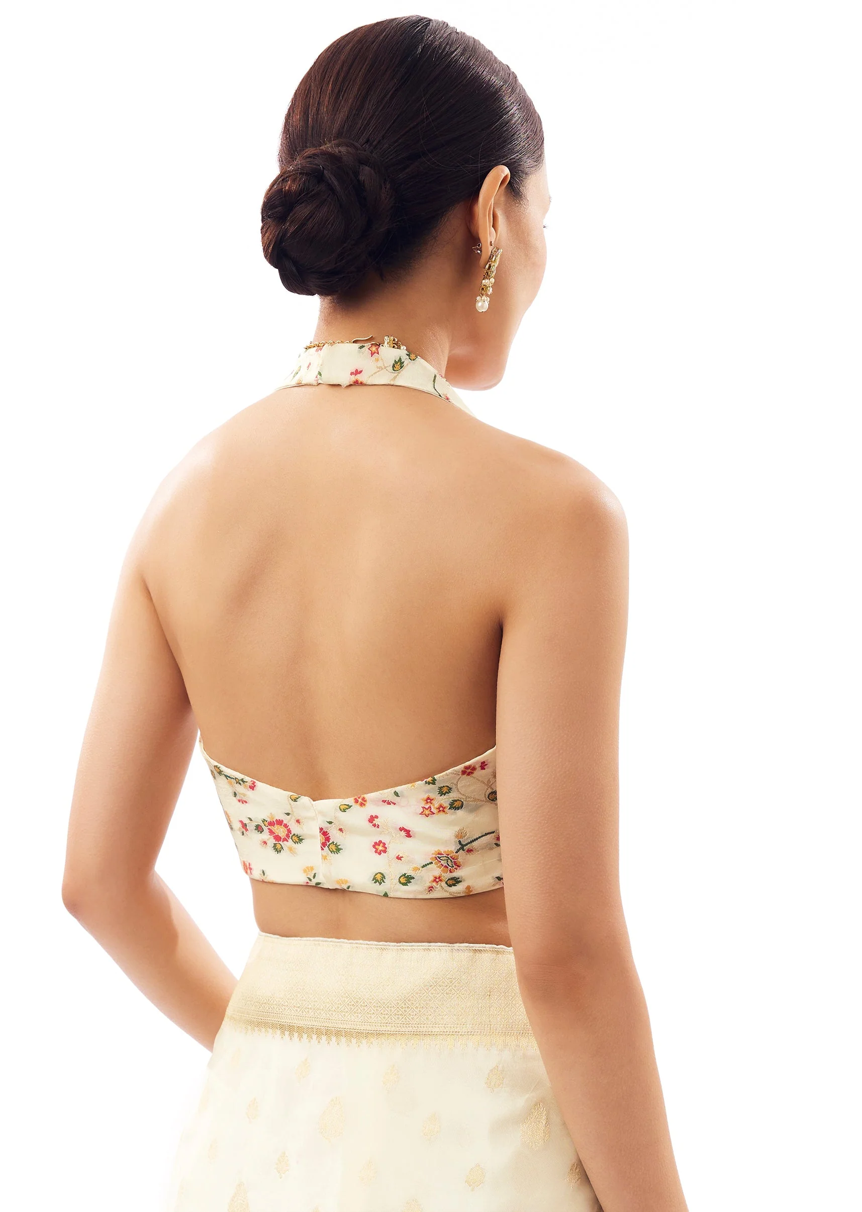 Off-White Dola Silk Woven Saree With Golden Butti And Multicolour Brocade Jaal Pallu - Image 8