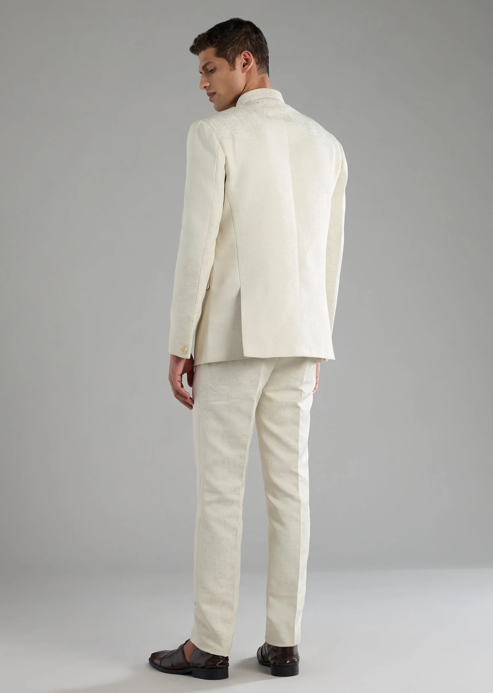 Off White Embroidered Jodhpuri and Pant Set - Image 5