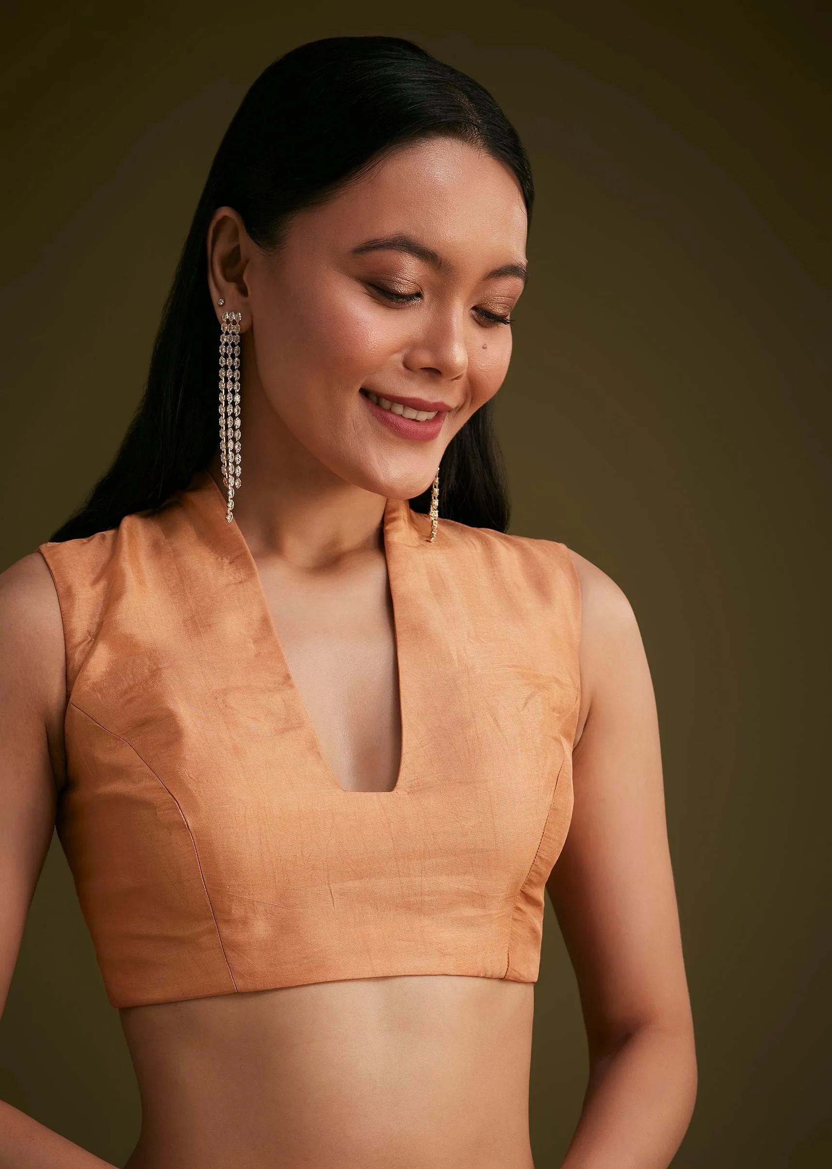 Ombre Orange Jacquard Saree With Cutdana And Stone Embroidery - Image 7