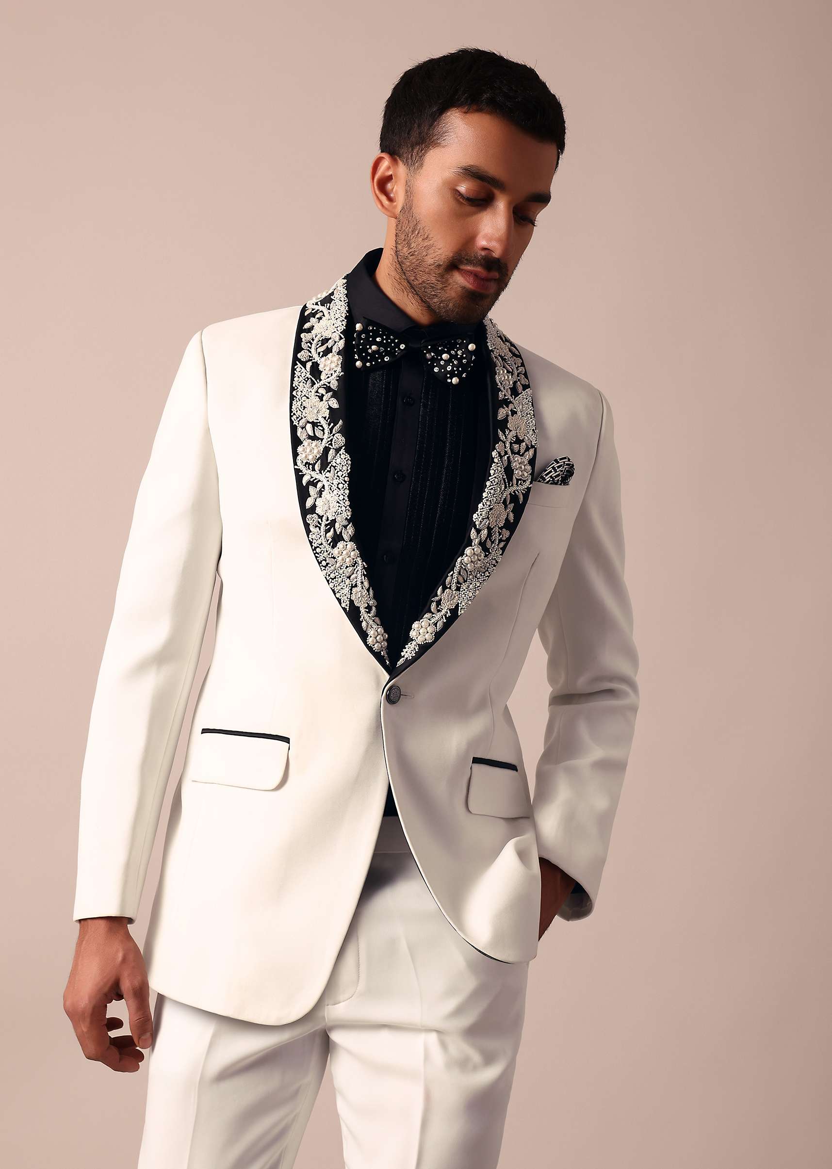 Opulent White Stylish Tuxedo For Men - Image 4