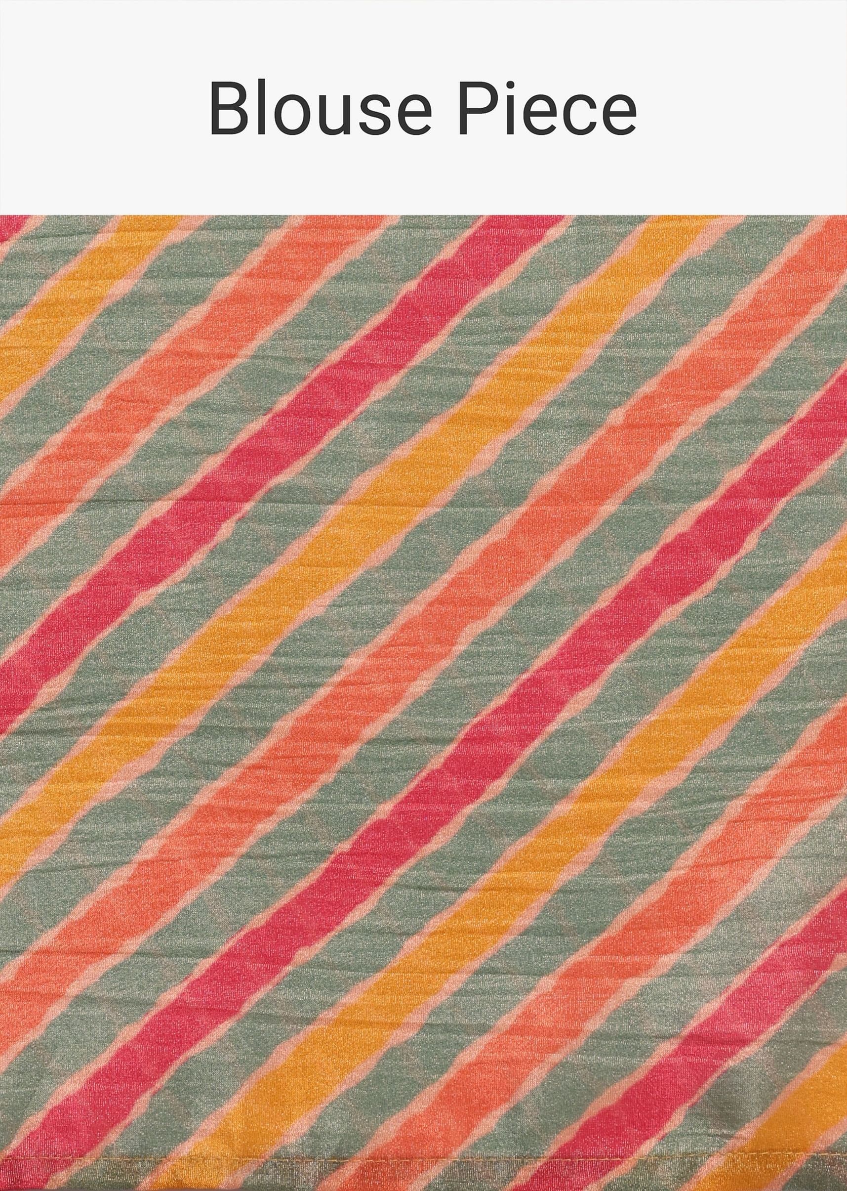 Orange Abstract Printed Crush Saree - Image 10