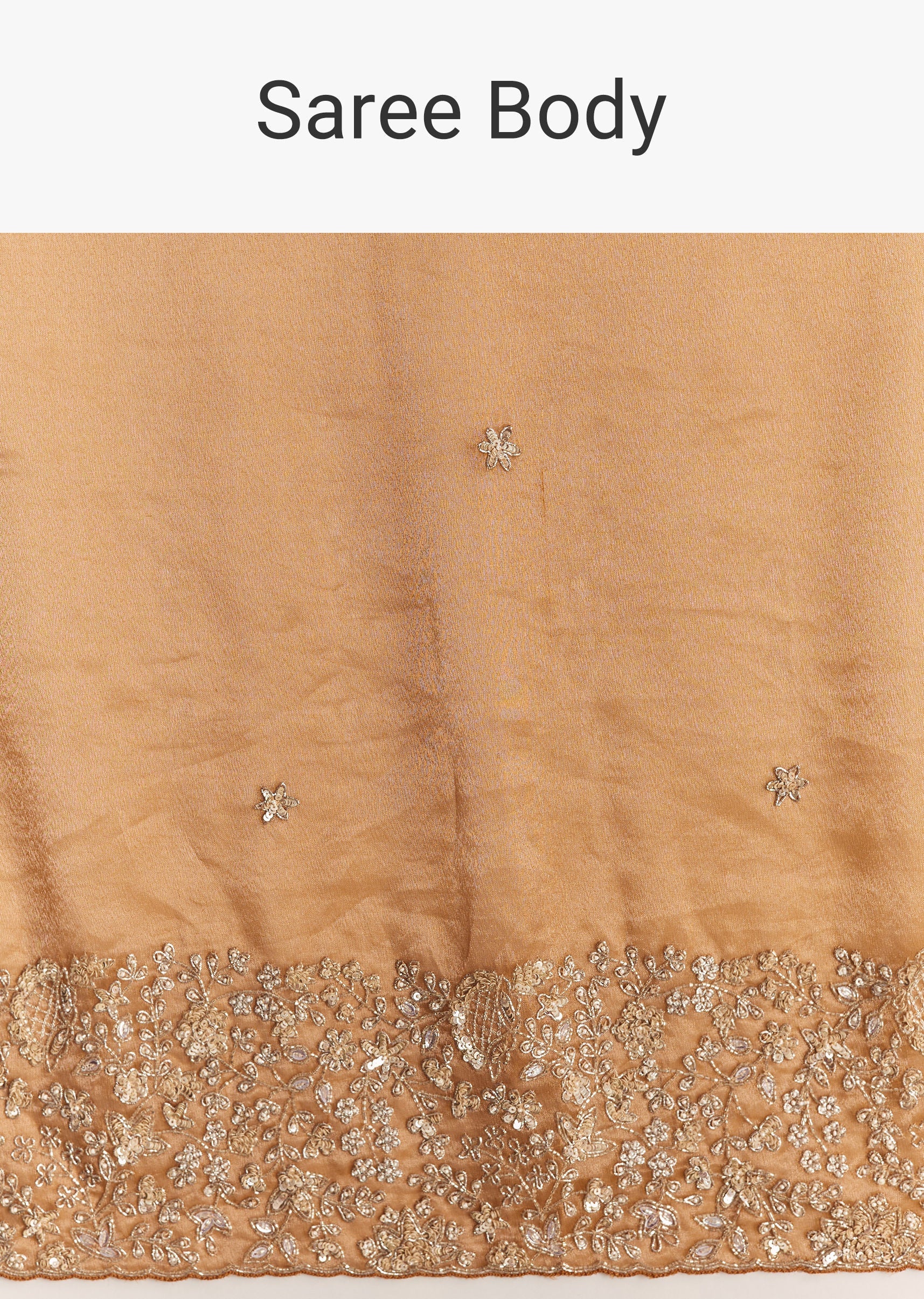 Orange Tissue Saree With Unstitched Heavy Embroidered Border - Image 9