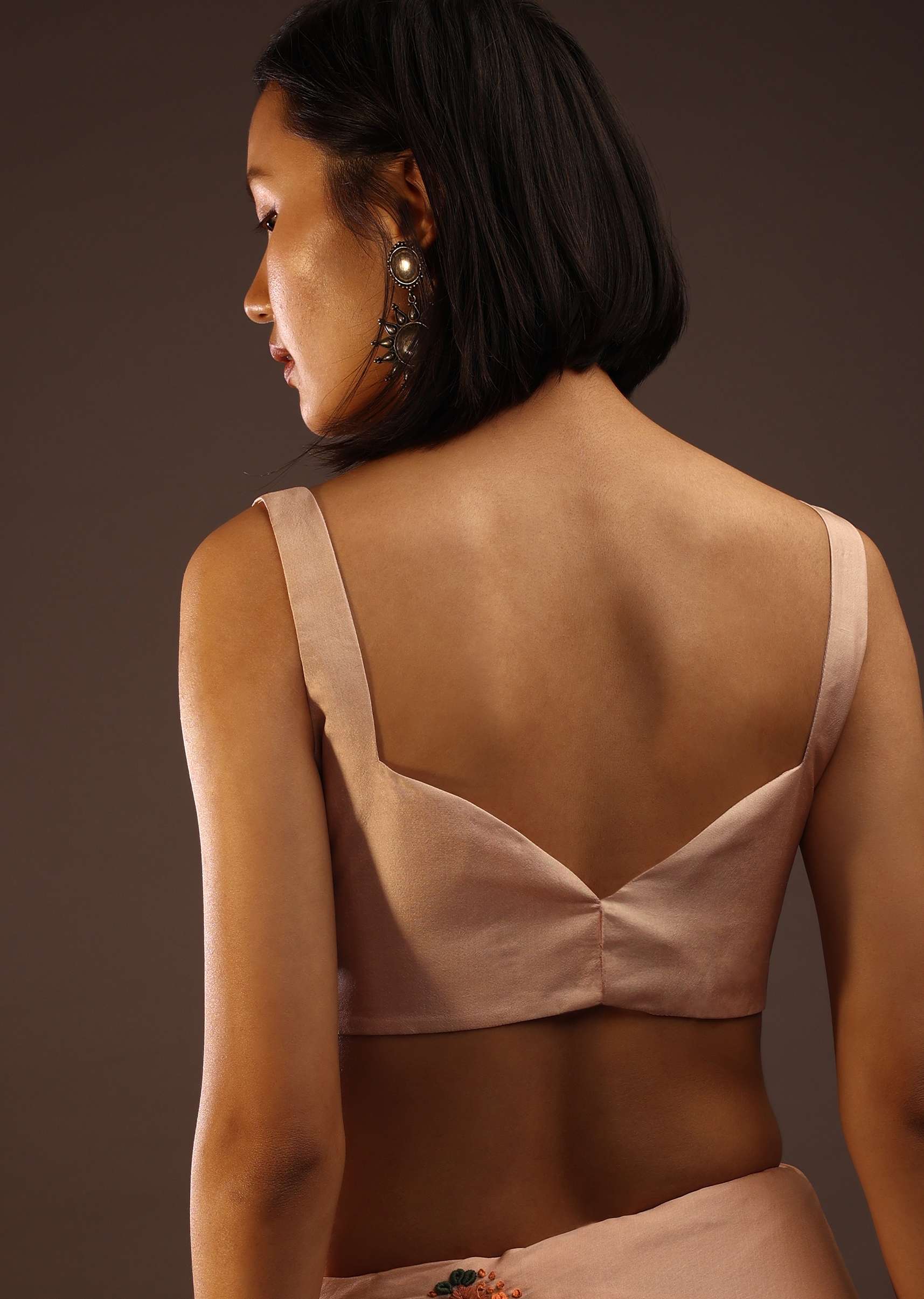 Peach Blush Sleeveless Blouse In A Sweetheart Neckline Back Hook Closure With A Straight Hemline - Image 2