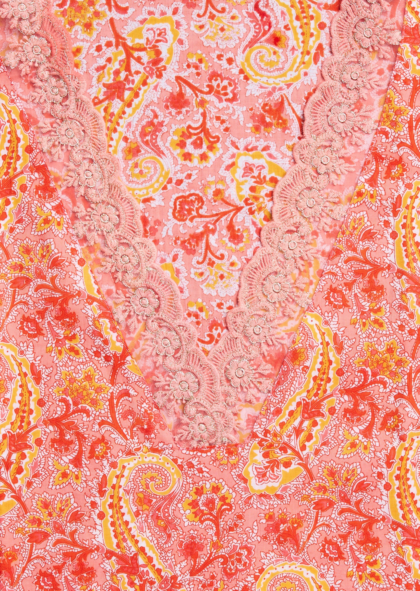 Peach Cotton Printed Unstitched Suit Set - Image 2