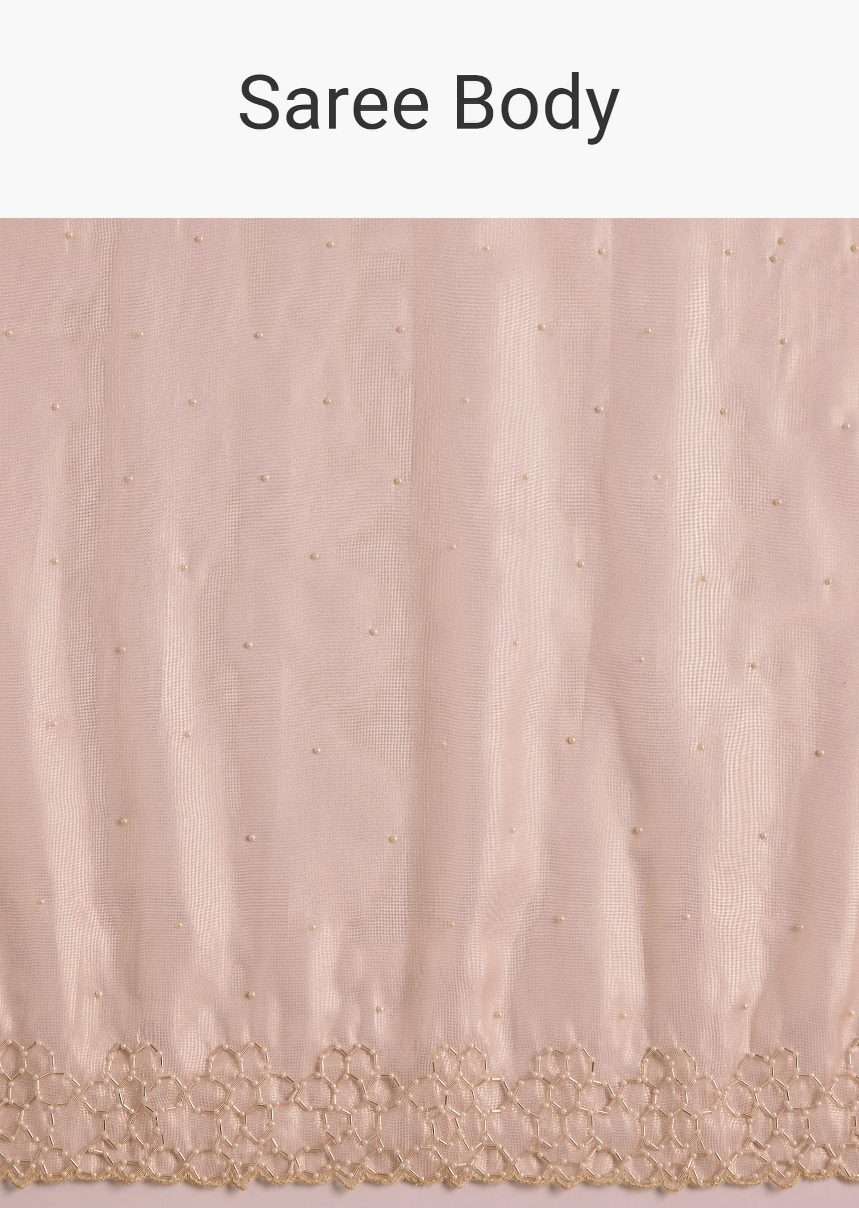Peach Glass Tissue Saree With Cutdana And Beads Scallop Border - Image 9