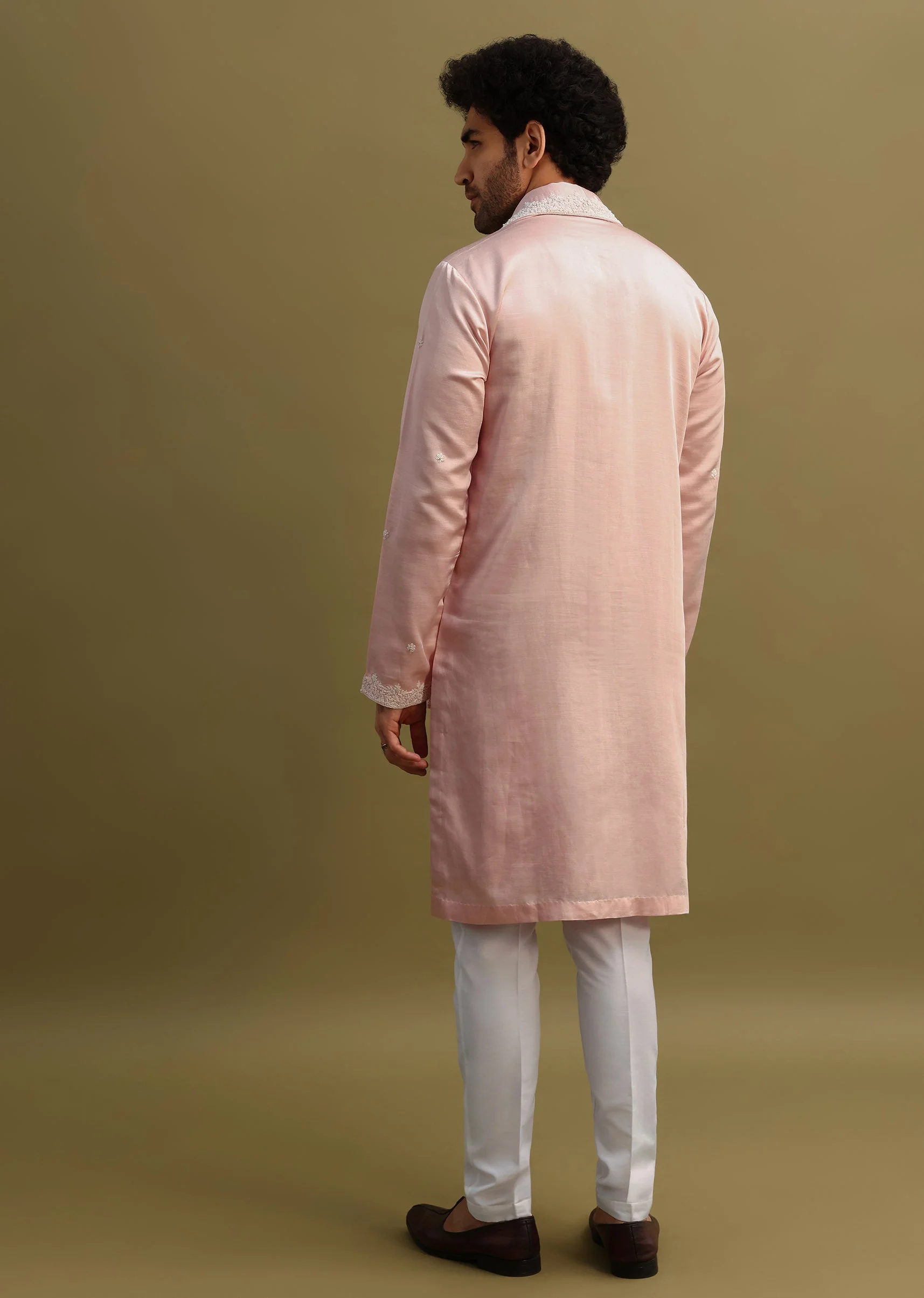 Peach Thread Work Kurta With Dupatta Set - Image 5