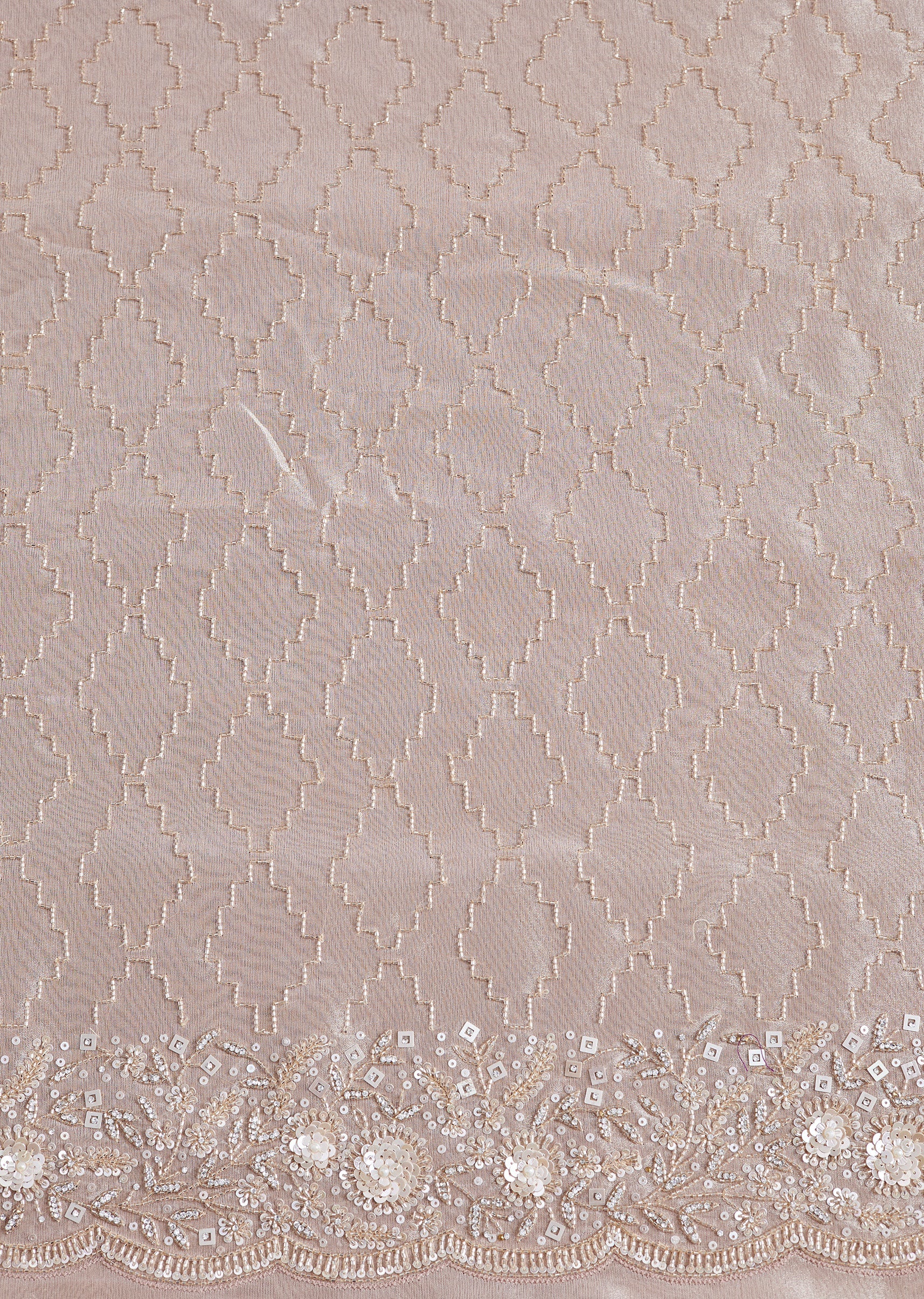 Peach Tissue Unstitched Suit With Dupatta - Image 4