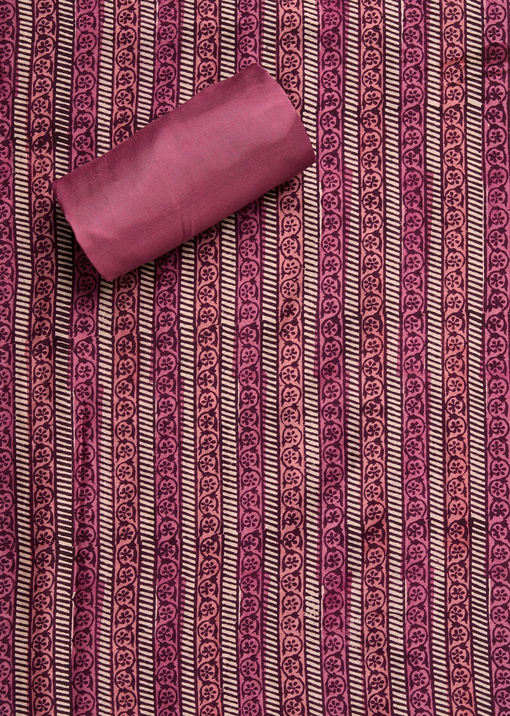 Pink Chanderi Printed Unstitched Suit Set - Image 3