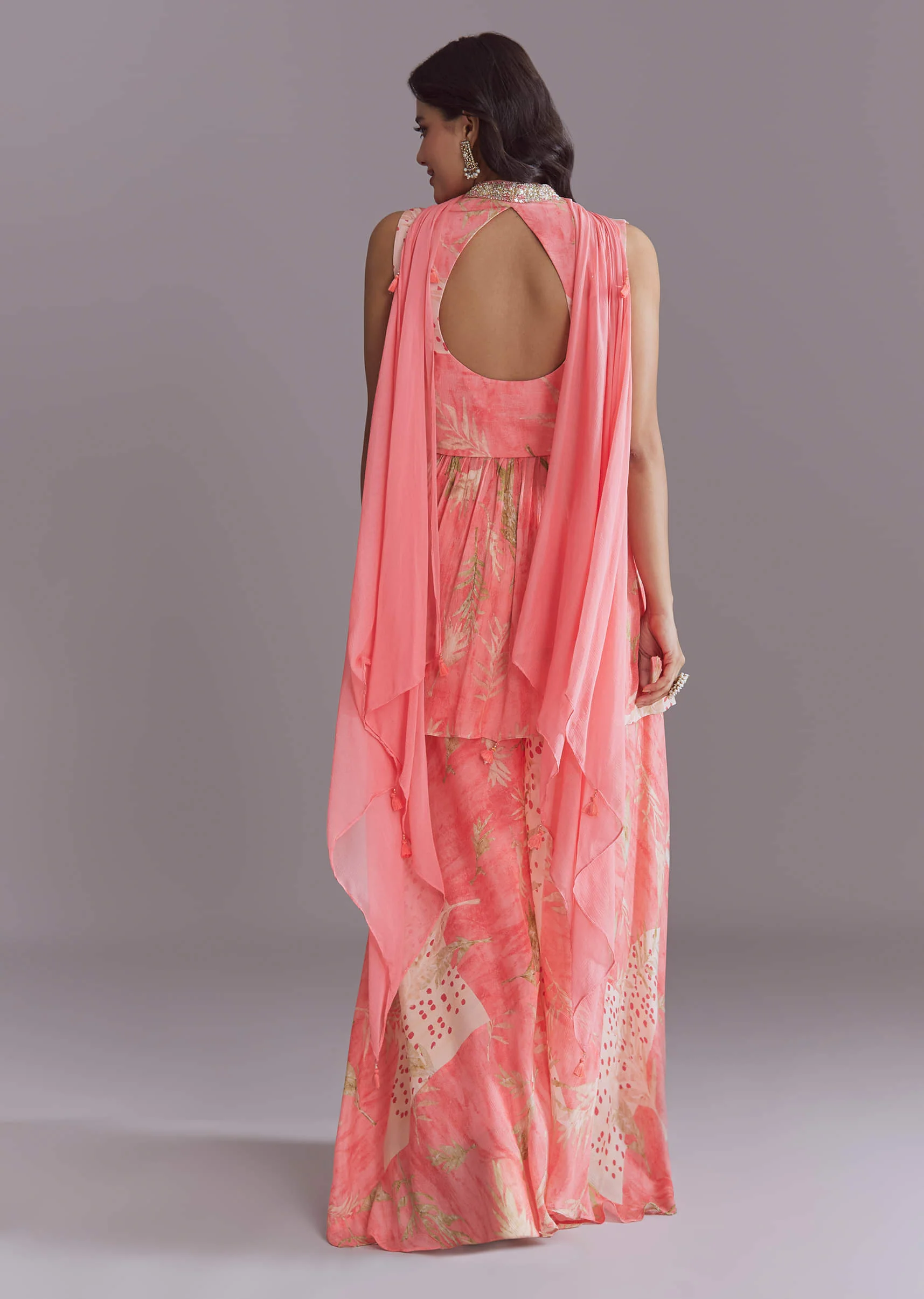 Pink Chinon Palazzo Suit With Printed Motifs - Image 5
