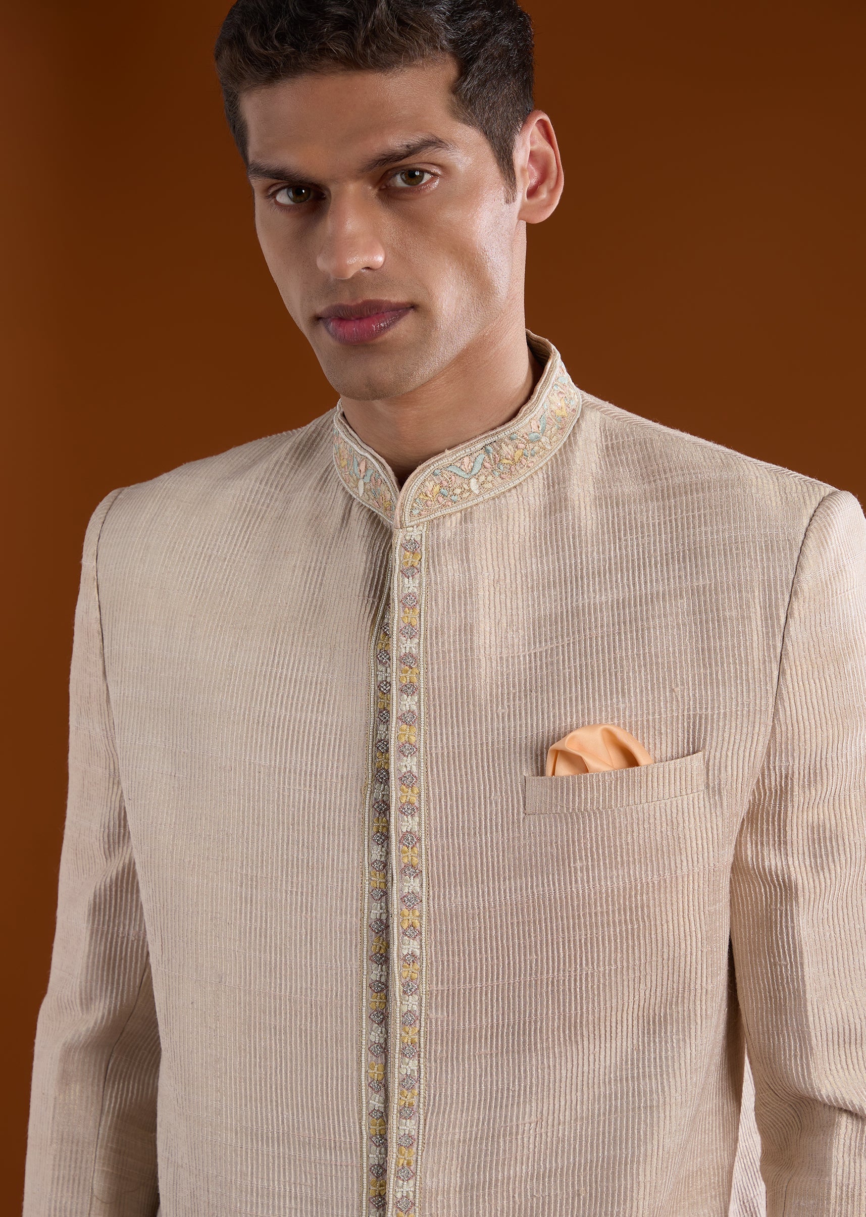 Pink Silk Mens Jodhpuri With Thread And Beads Work - Image 3