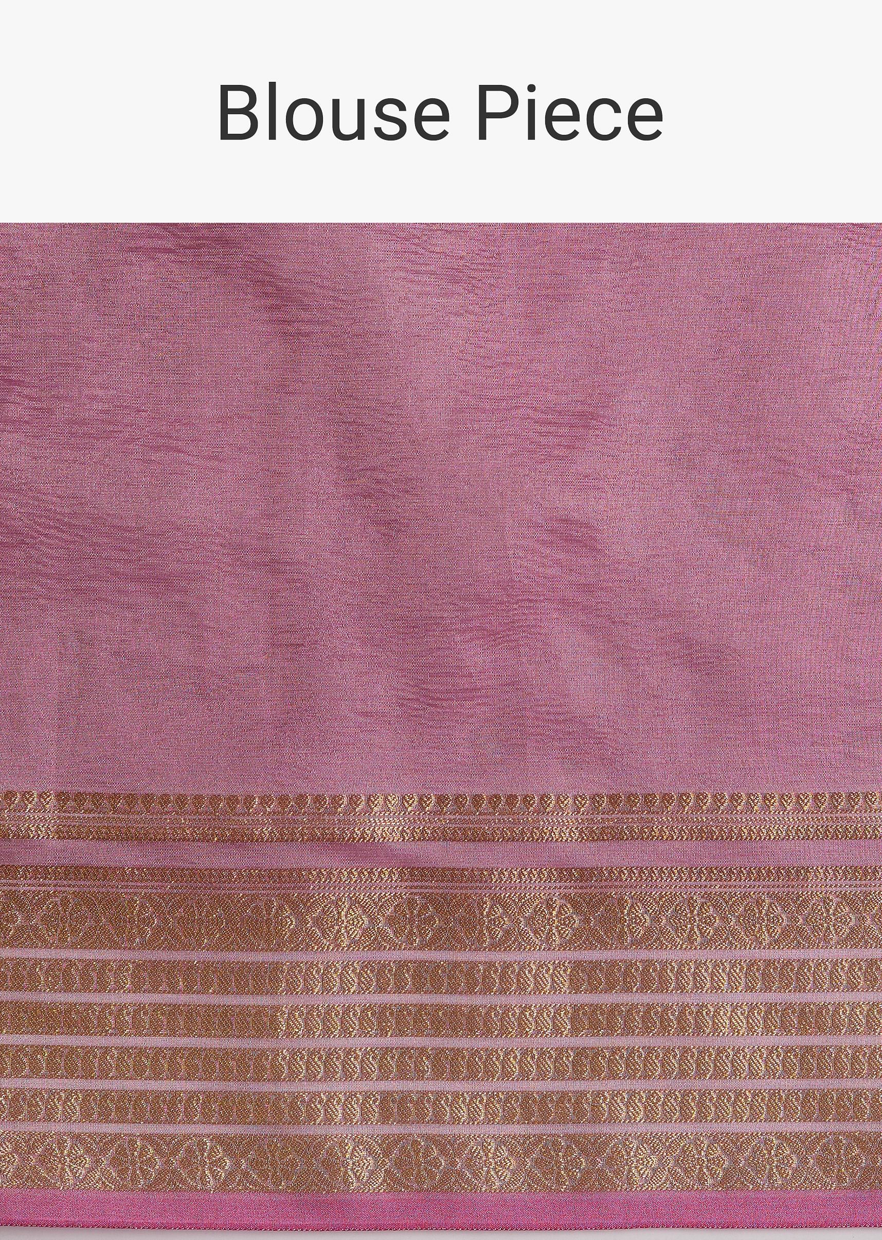 Pink Zari Woven Chanderi Saree With Unstitched Blouse - Image 9