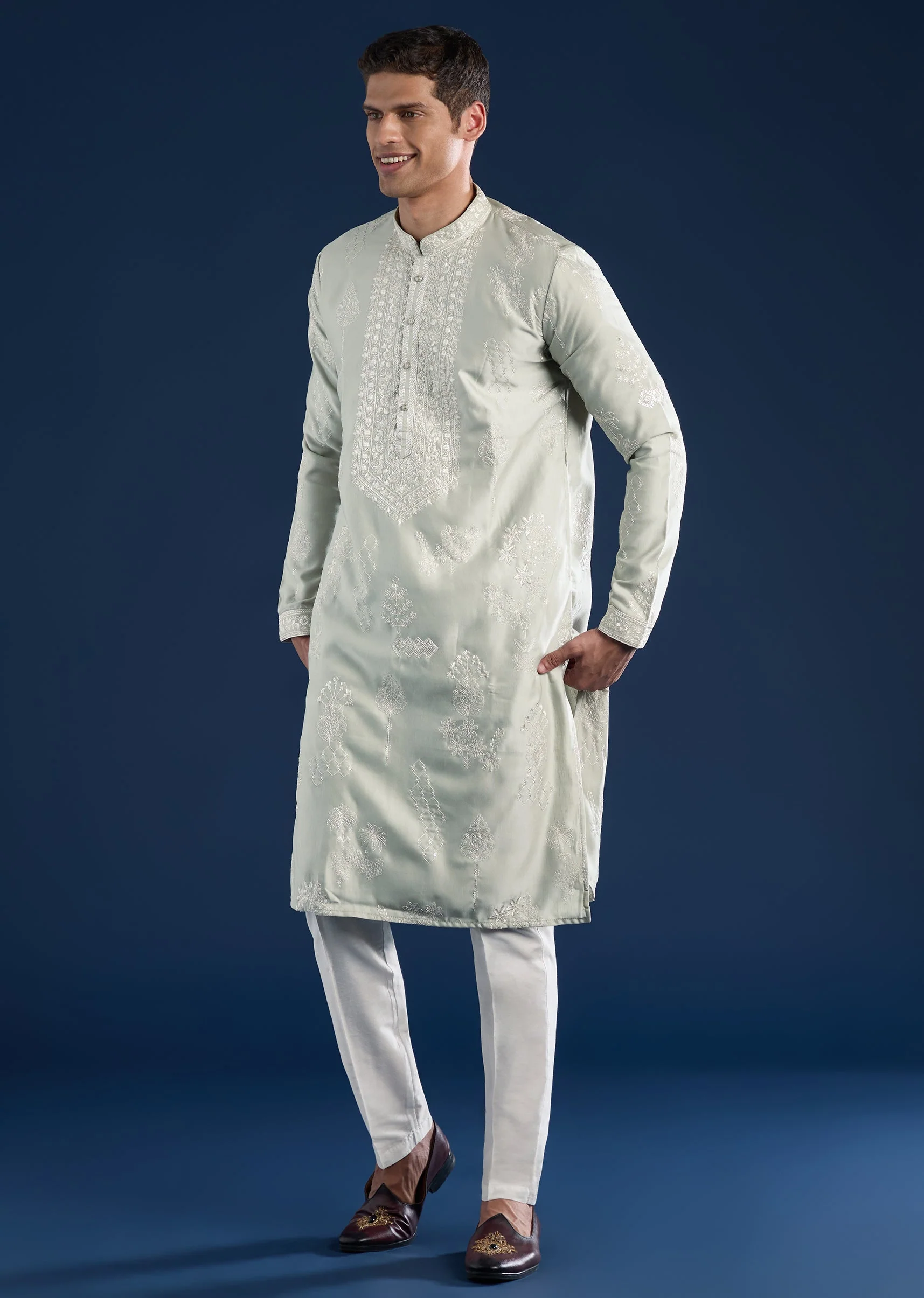 Pista Green Classic Kurta Set - Image 2