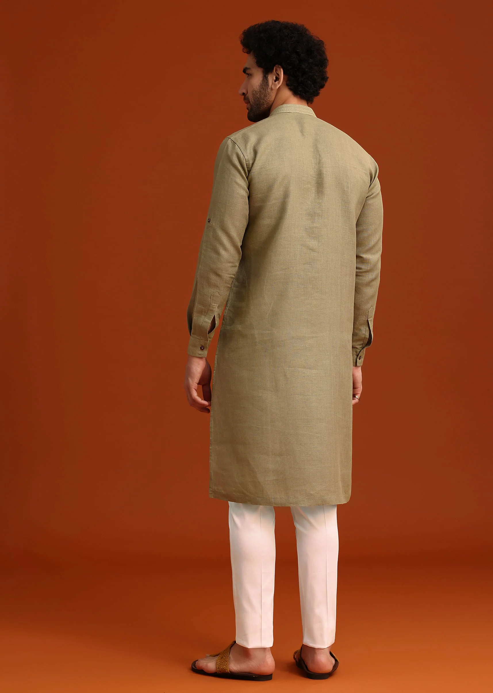 Pista Green Hand Work Kurta And Pant Set - Image 5